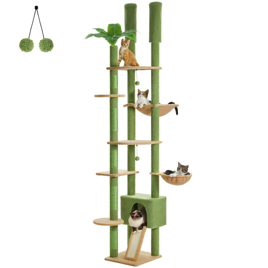 PAWZ Road Height-Adjustable Cat Tree with Hammock & Sisal Posts