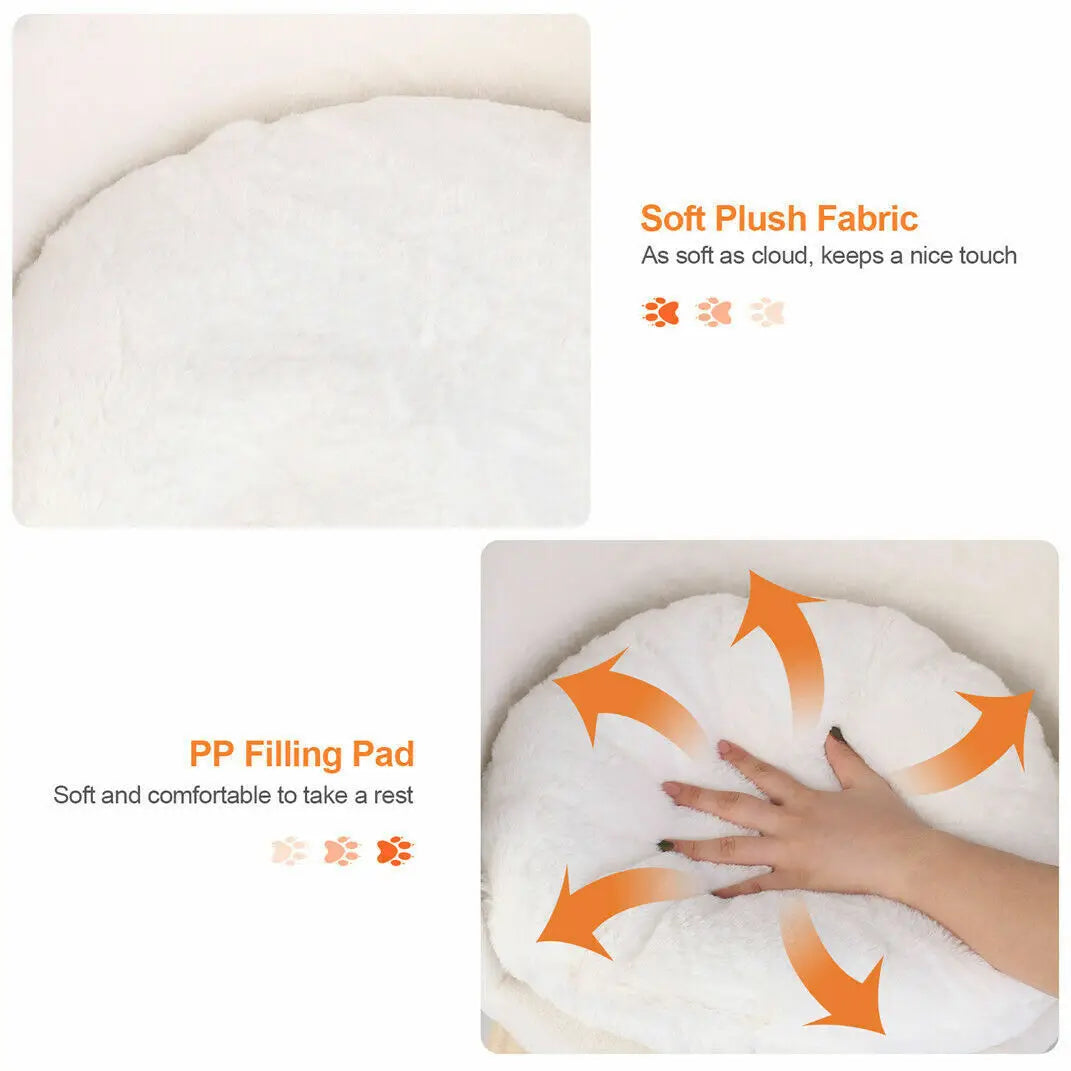 Soft Plush Cat Bed With Wooden Legs For Small Pets