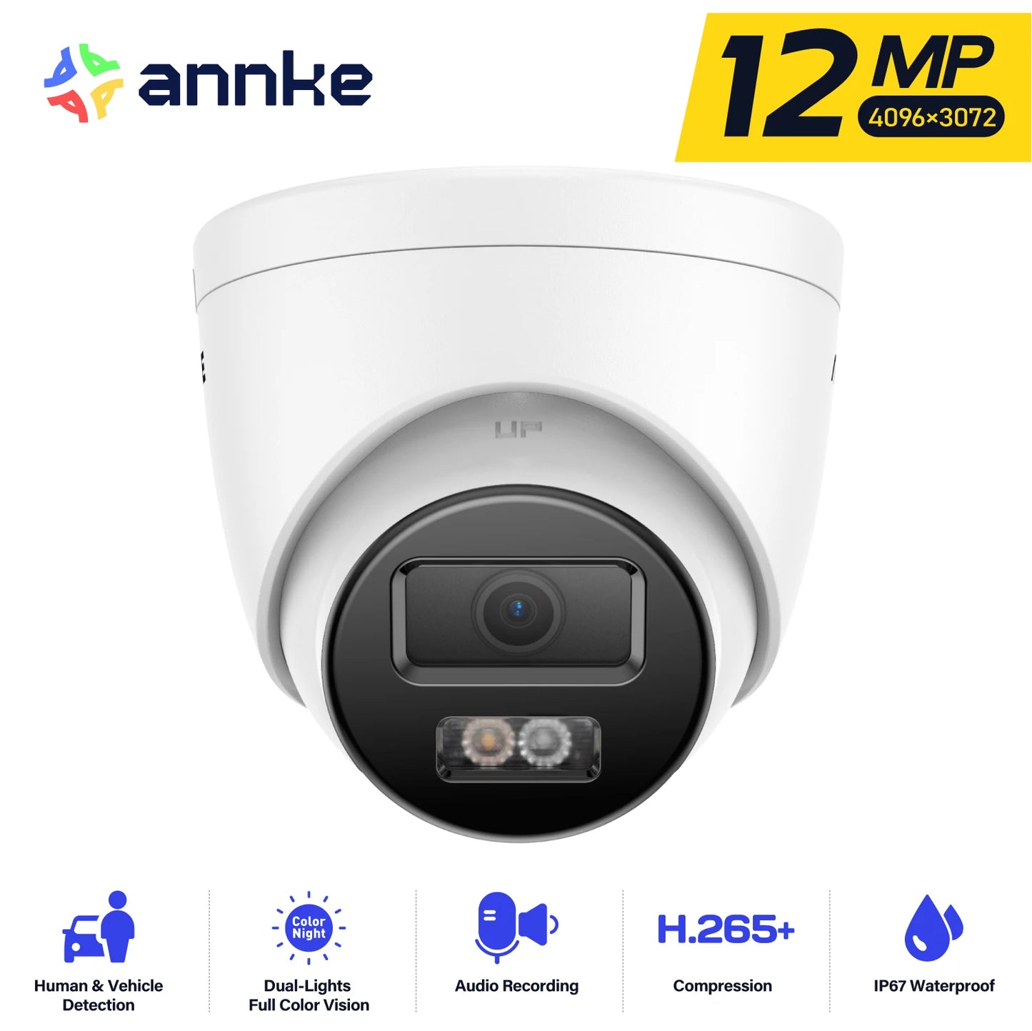 ANNKE 12MP PoE Security Camera With Dual Light Night Vision