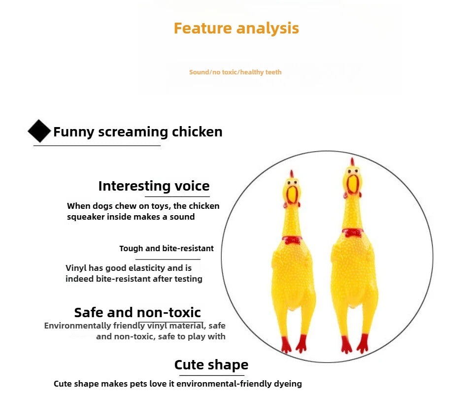 DKSTINYE Squeaky Screaming Chicken Durable Rubber Toy For Dogs