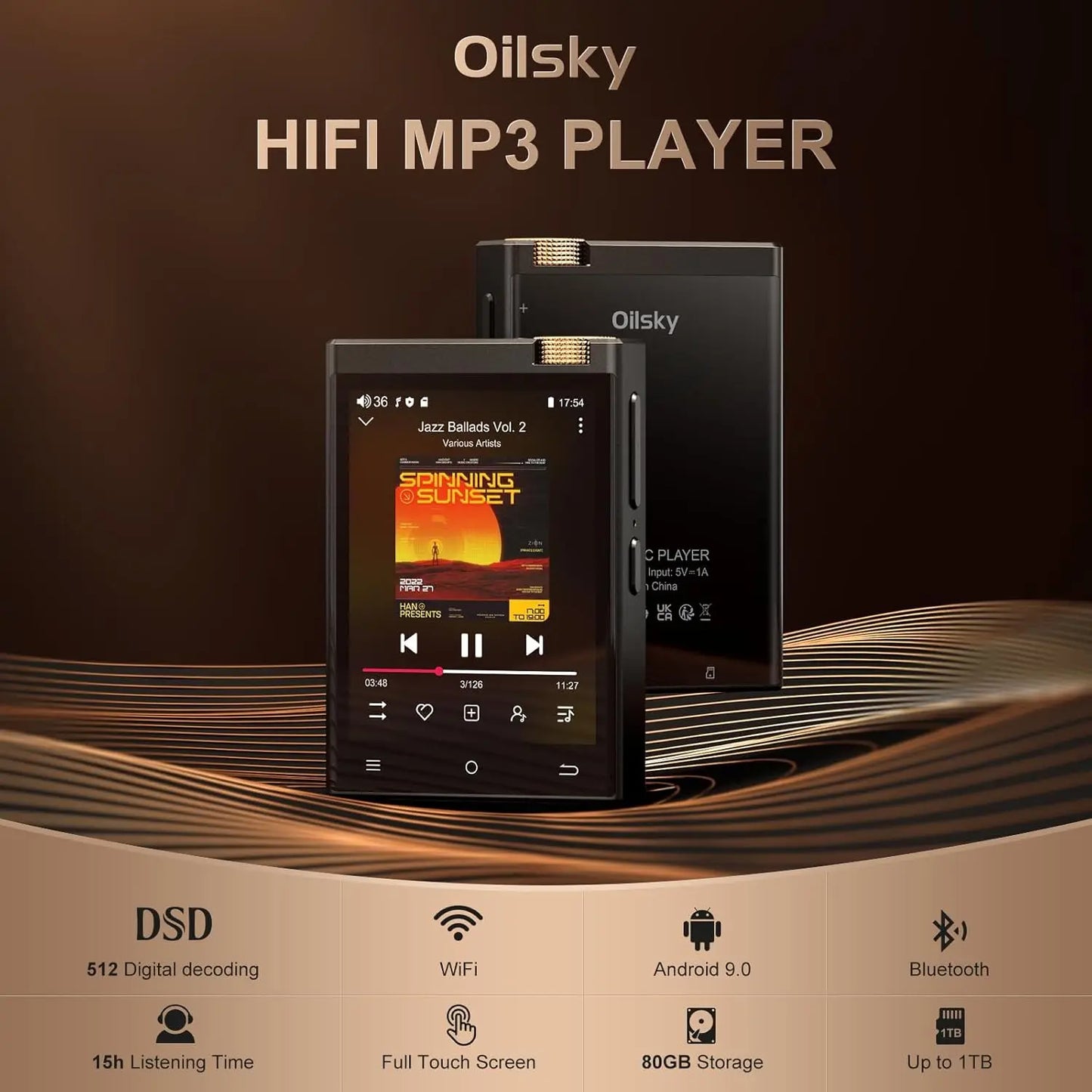 Oilsky HiFi MP3 Player With Bluetooth And WiFi Lossless DSD High Resolution