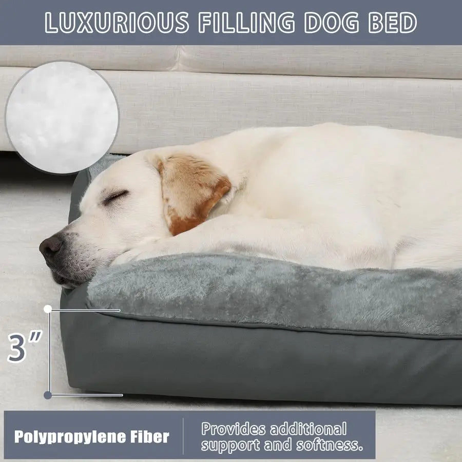Waterproof Deluxe Plush Dog Crate Bed With Anti Slip Bottom
