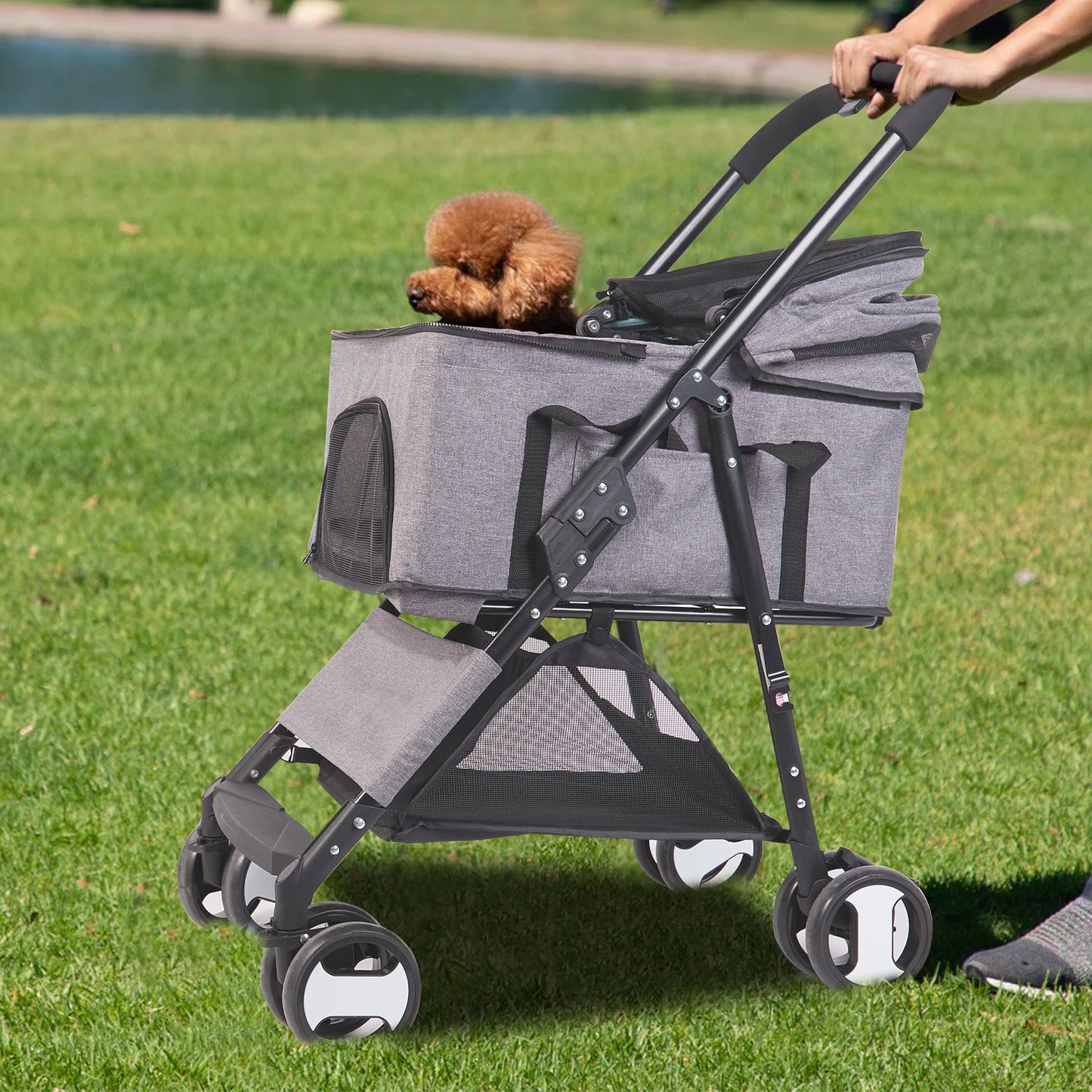 BINGOPAW Pet Stroller Pram Carrier For Dogs Travel