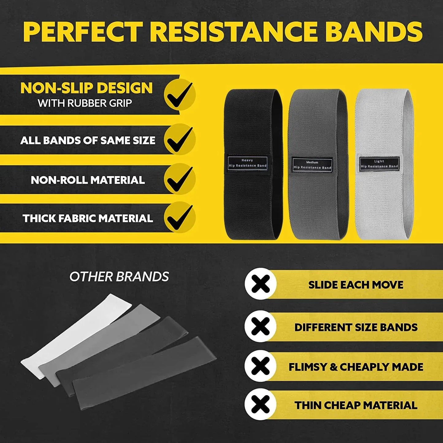 DUTRIEUX Glute Thigh Elastic Bands Set for Squats and Booty