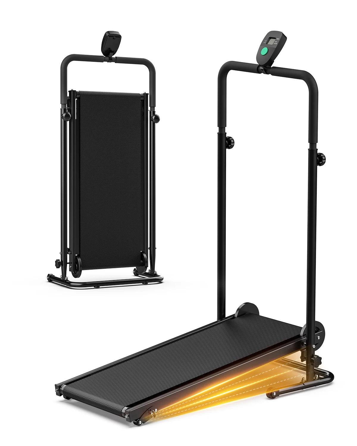 Motorless Treadmill With Dual Flywheels And LCD Monitor