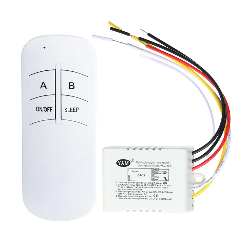 Wireless 1 To 3 Way RemoteControl Wall Lamp Switch 220V