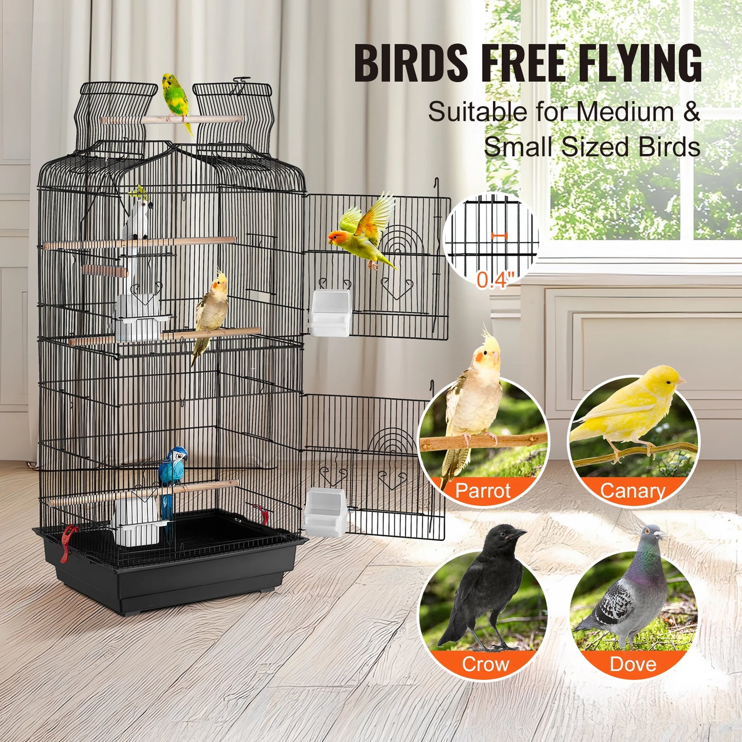 Open Top Parrot Cage Hanging Bird Cage For Travel Pet