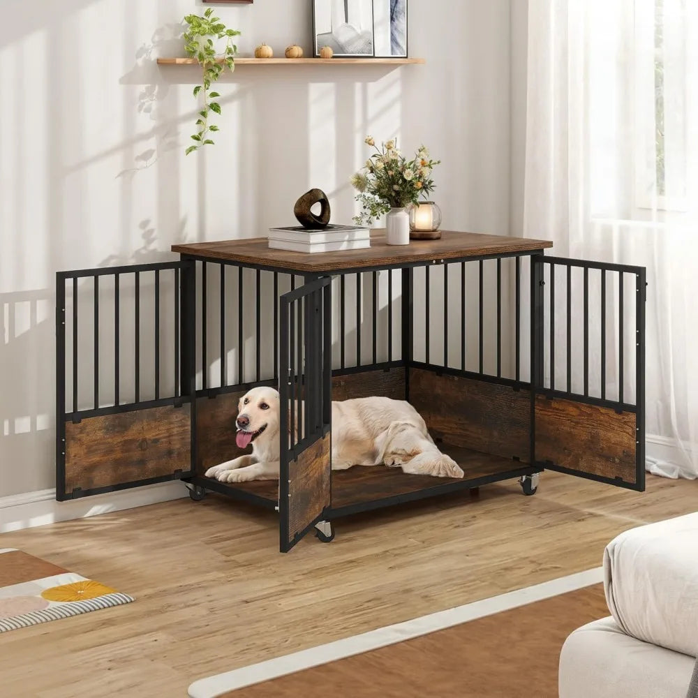 DAFIFY Dog Crate Furniture With Wheels End Table Kennel