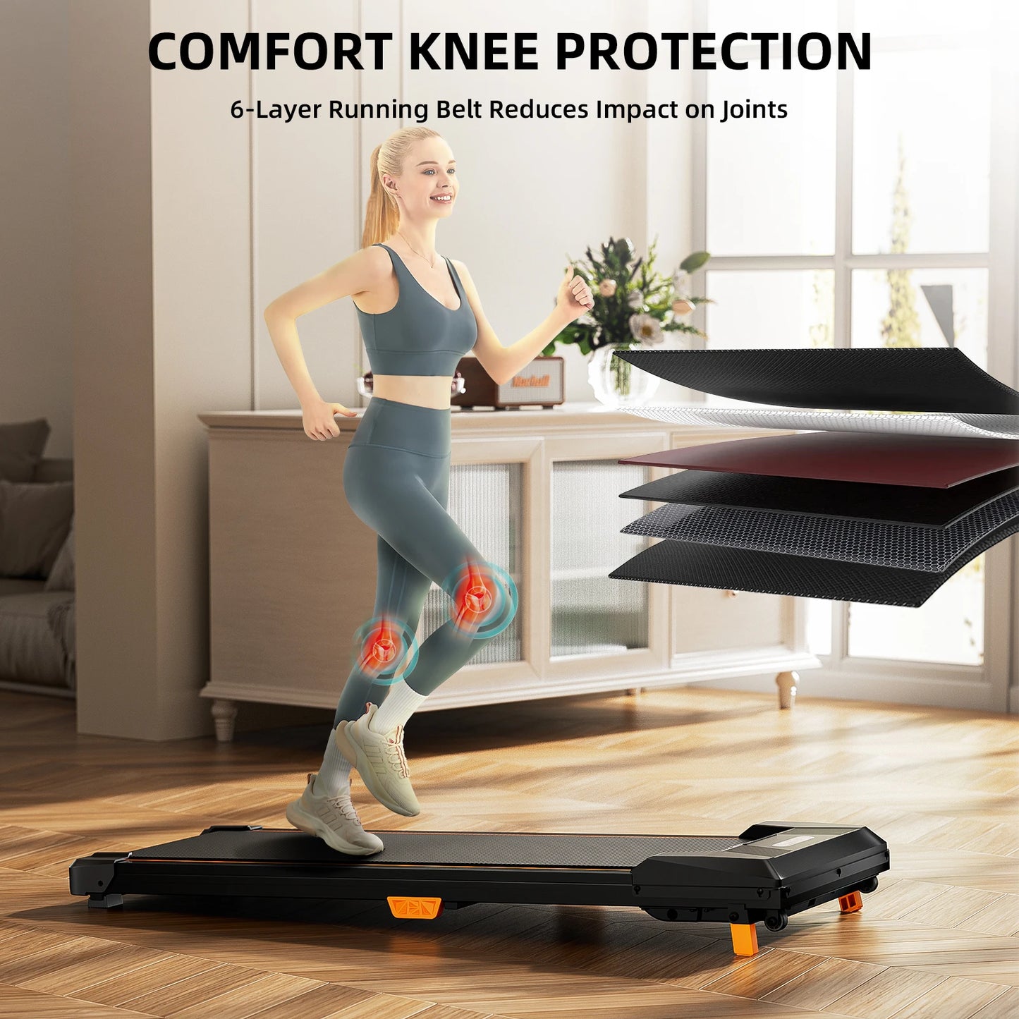 Under Desk Treadmill Incline Walking Pad Portable Home Use