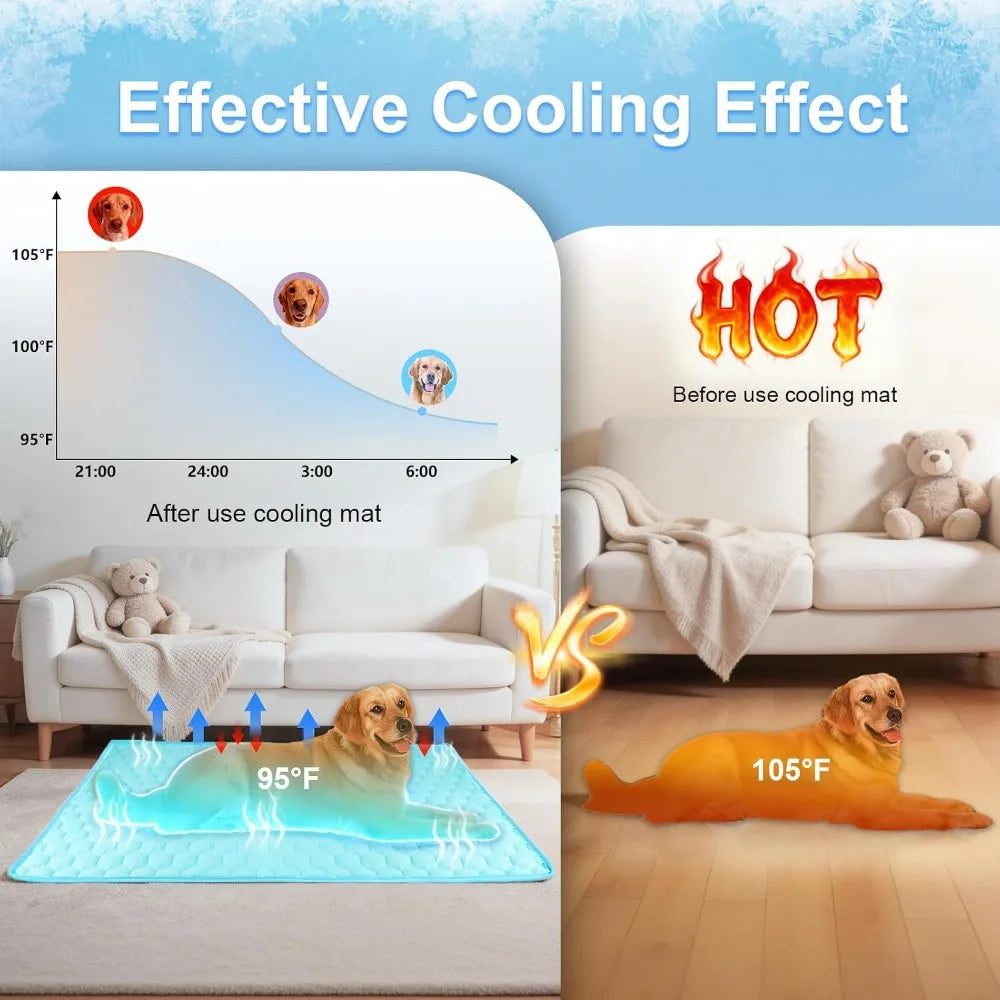 Dog Cooling Mat Waterproof Reversible Ice Silk For Sofa Bed Crate Car