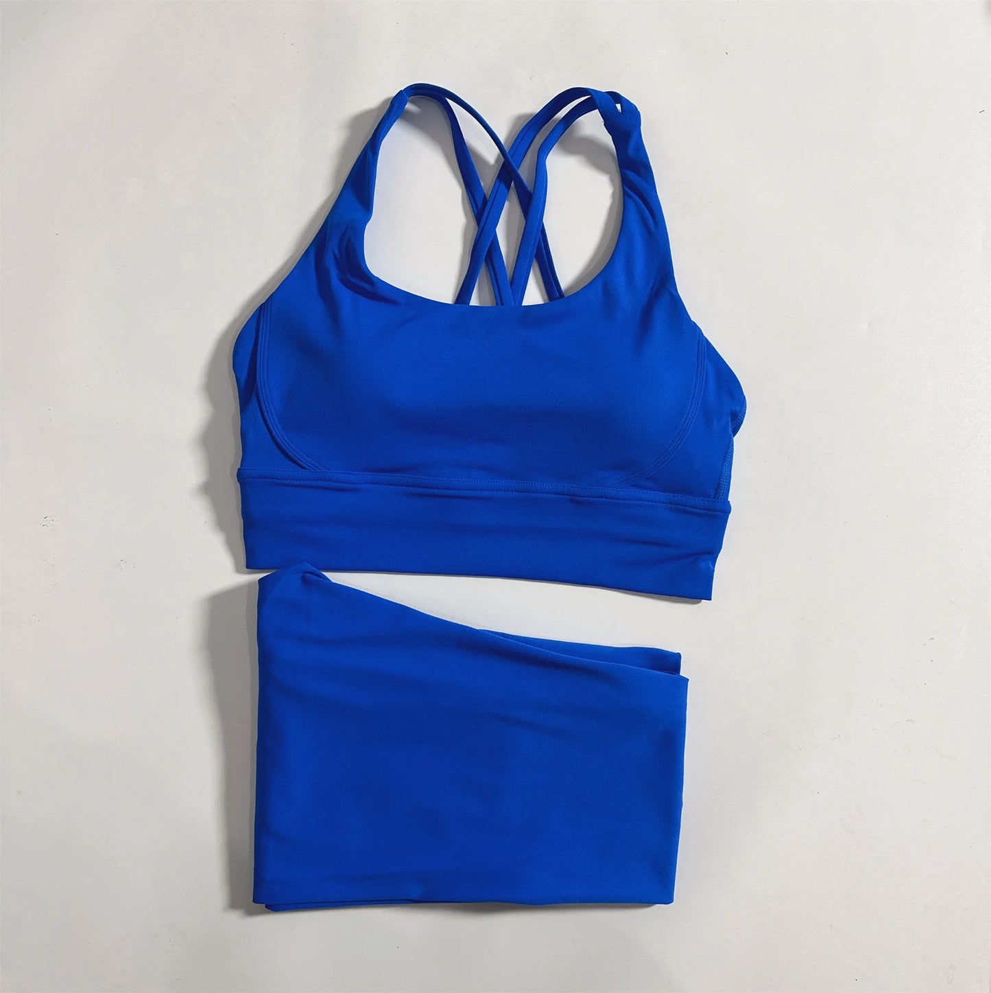 Monochrome Seamless Gym Set With Crossback Sports Bra And Leggings