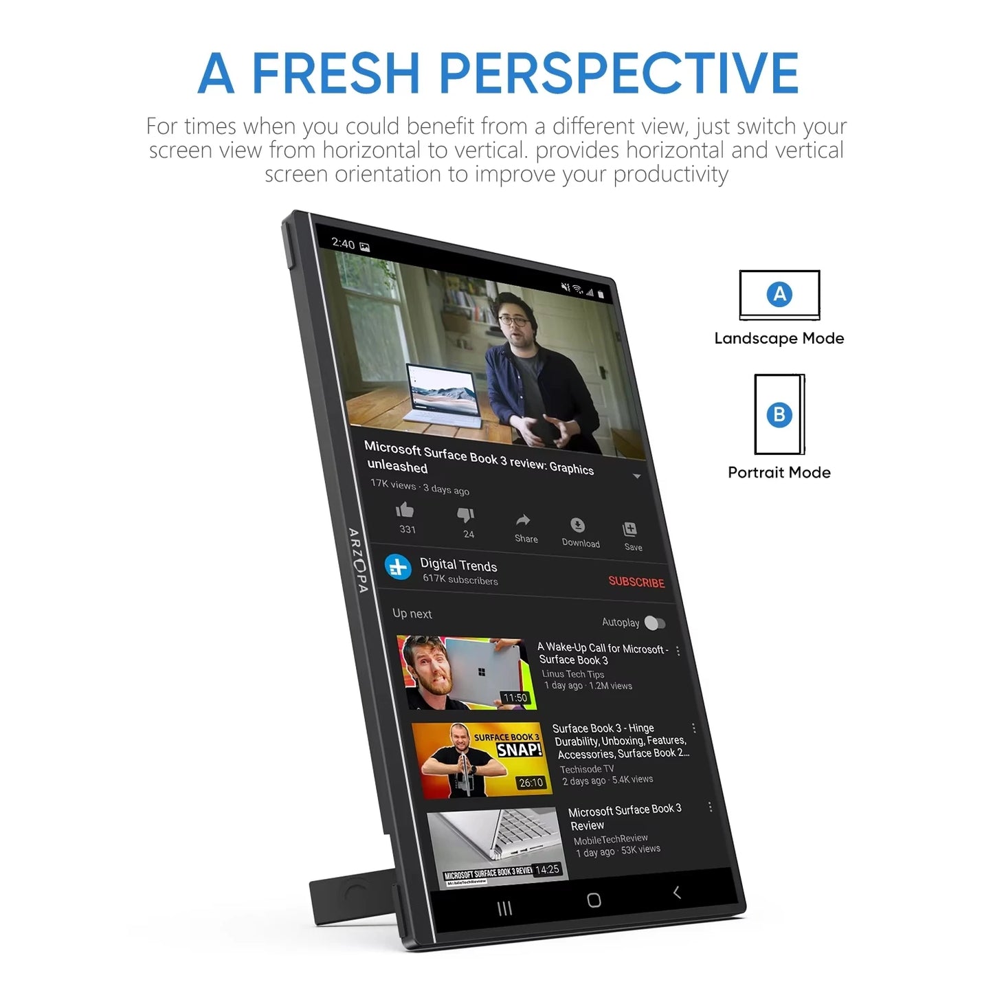 Arzopa Portable Monitor FHD IPS USB-C Mini HDMI Second Screen