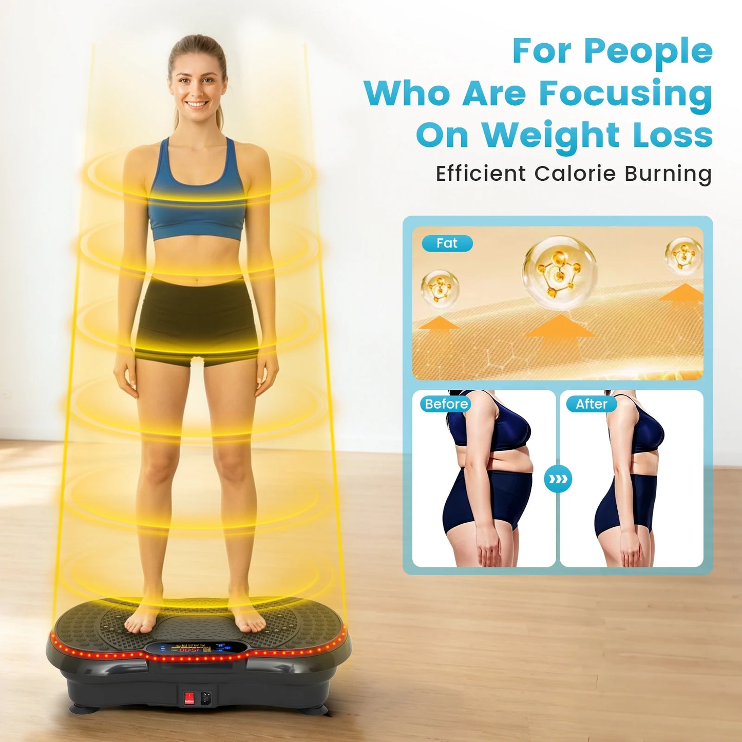 Smart Vibration Plate Exercise Machine With LED Light Strip