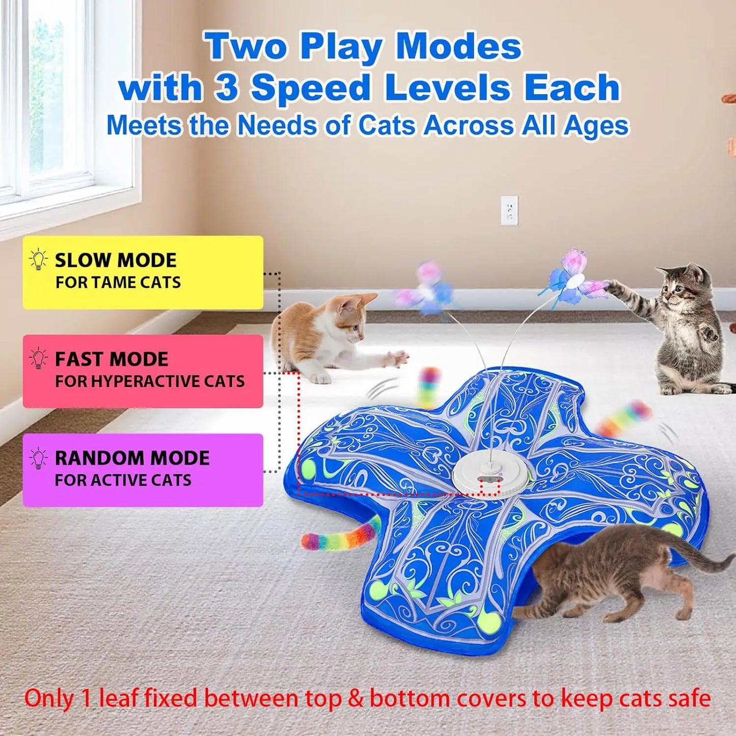 Interactive Indoor Cat Toy Rechargeable Touch Activated Hide and Seek