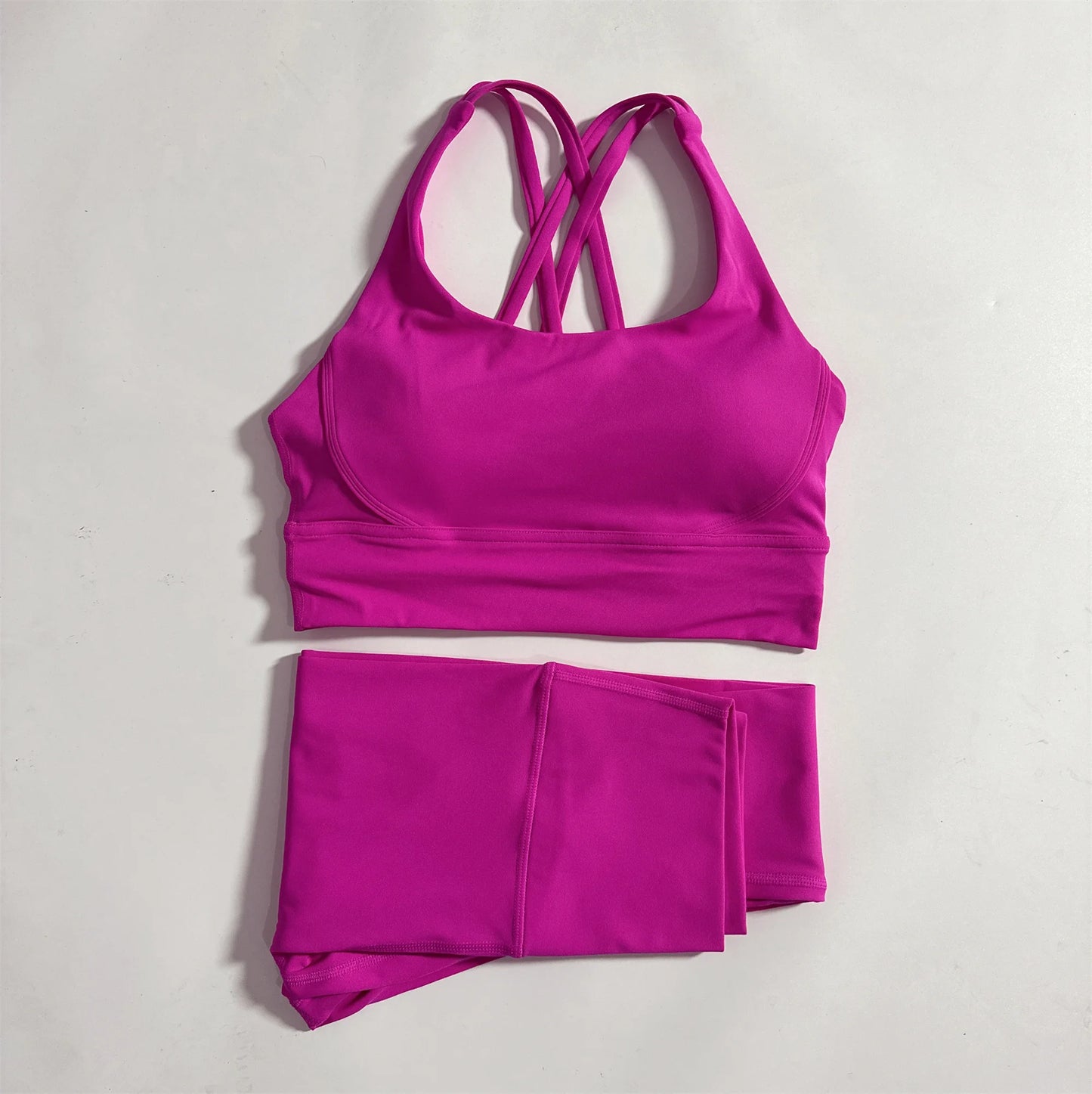 Monochrome Seamless Gym Set With Crossback Sports Bra And Leggings