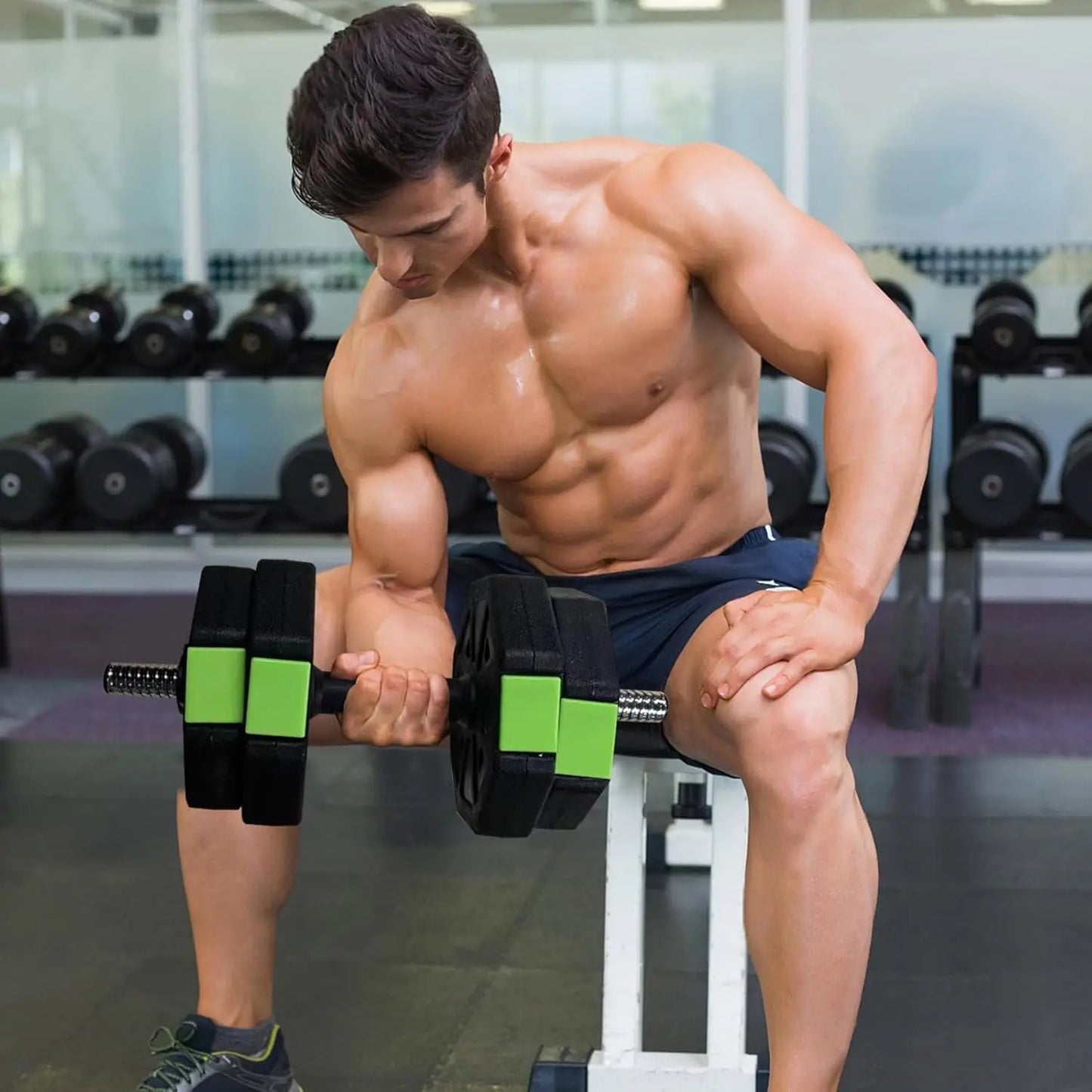 HiMISS 2 In 1 Adjustable Dumbbell Set With Iron Handle For Home Gym