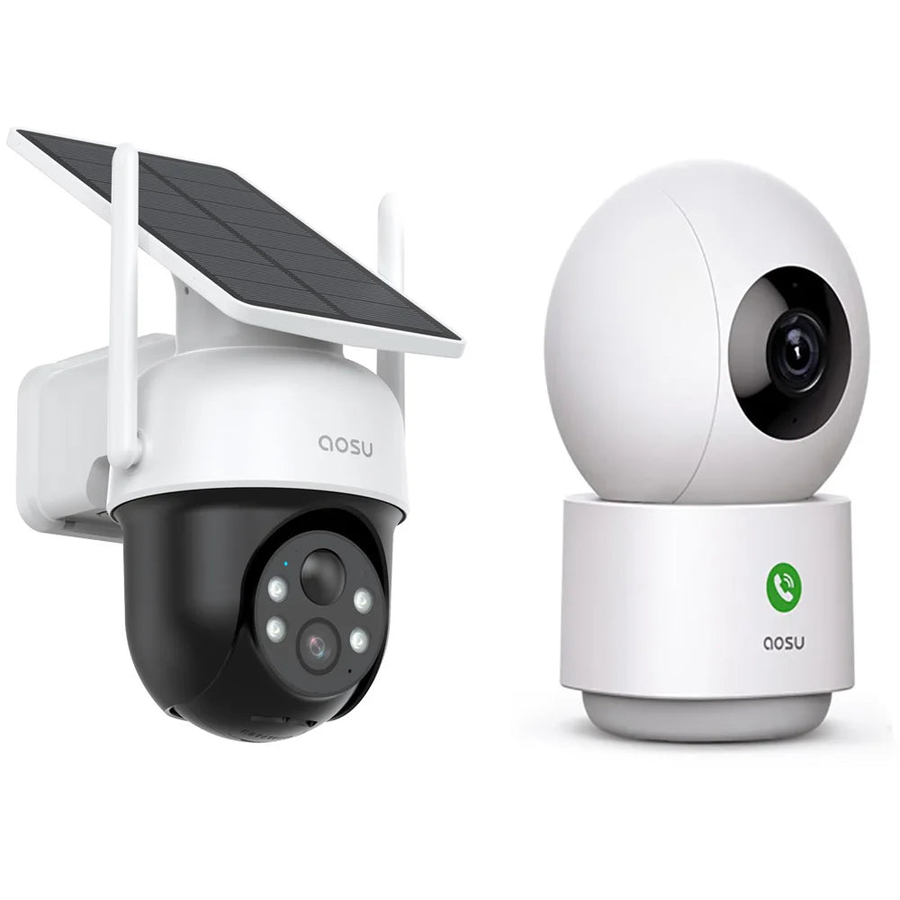 AOSU 3MP Wire-Free Solar Indoor Security Camera With Two-Way Audio