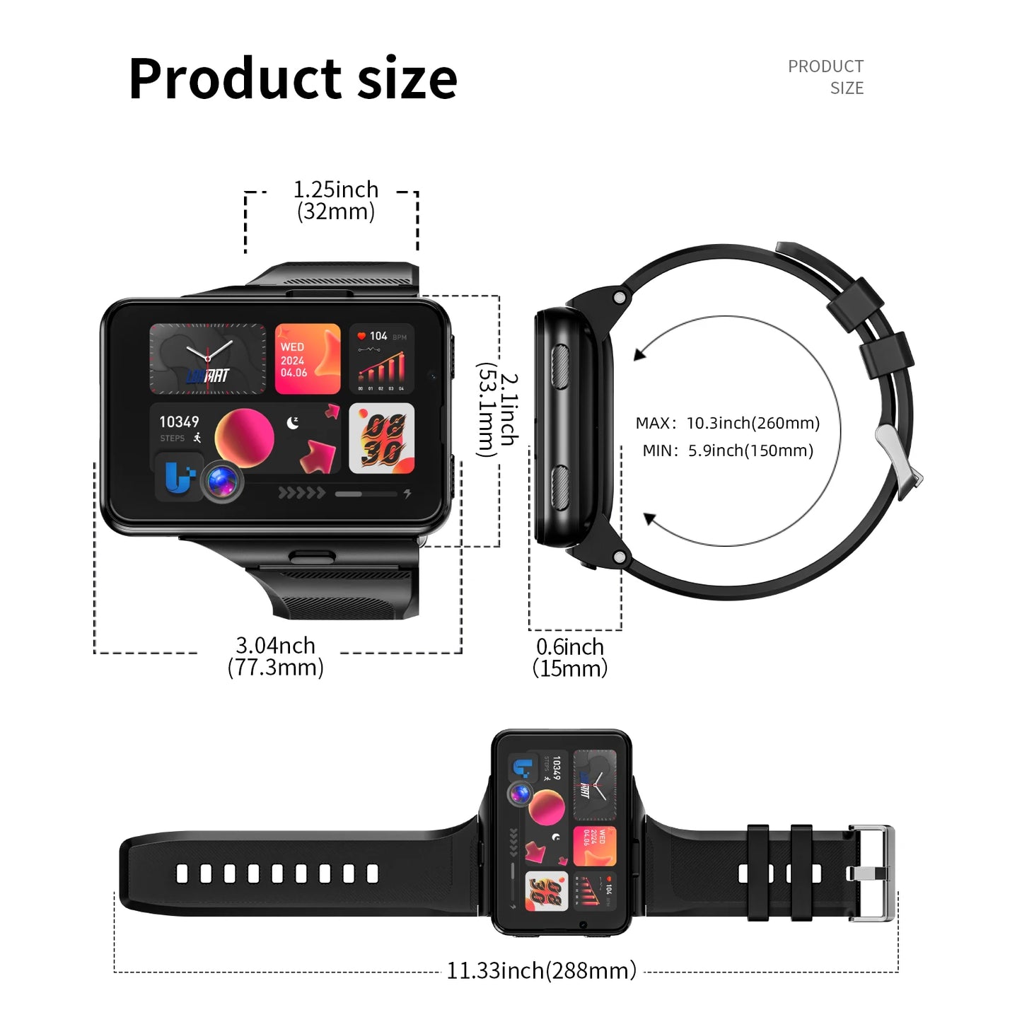LOKMMAT Android Smartwatch Max With Detachable Strap 4G