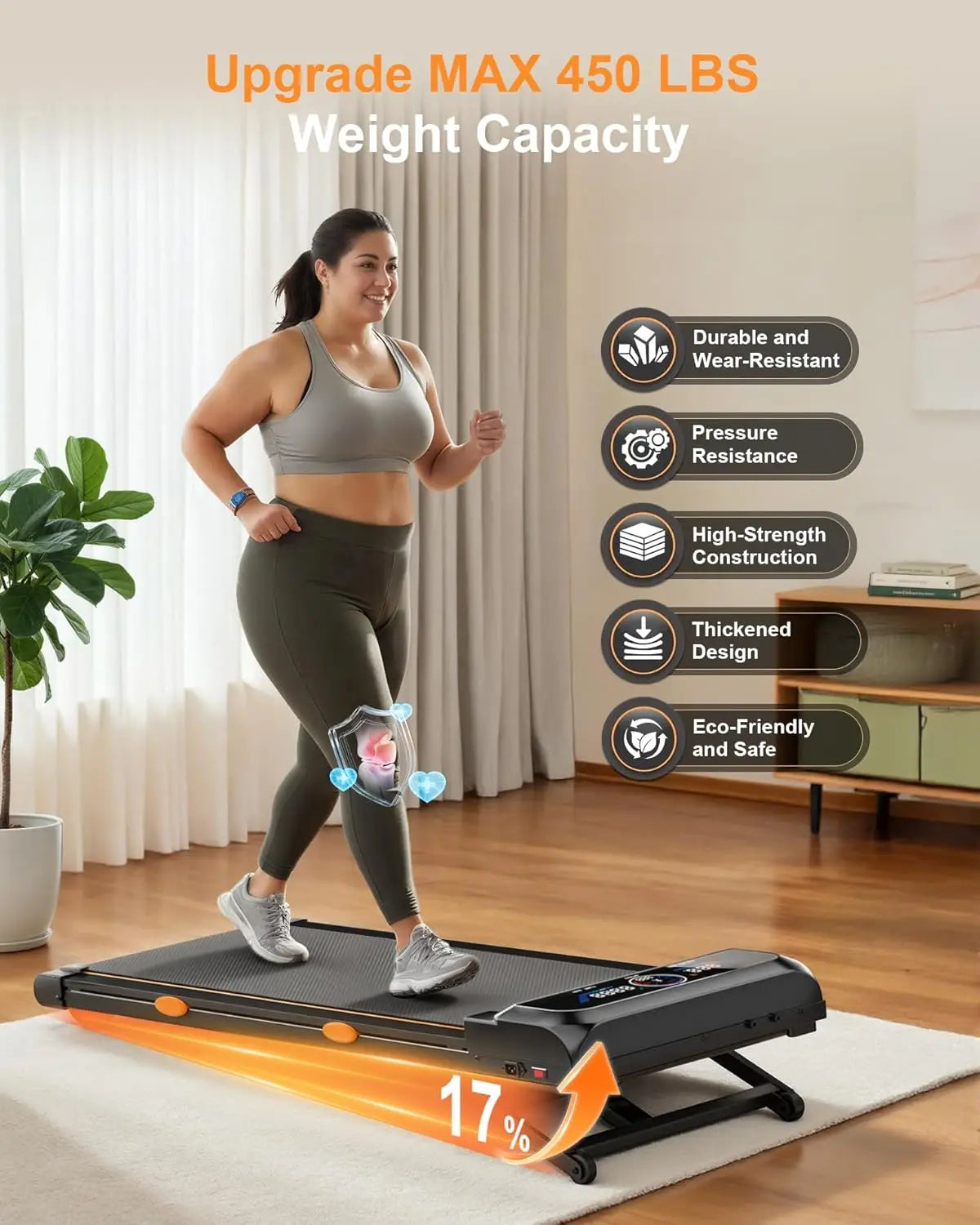 3.5HP Walking Pad Treadmill With Auto Incline And RGB Screen