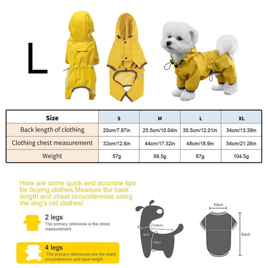 Waterproof Dog Raincoat High Visibility Adjustable Jacket for Pets