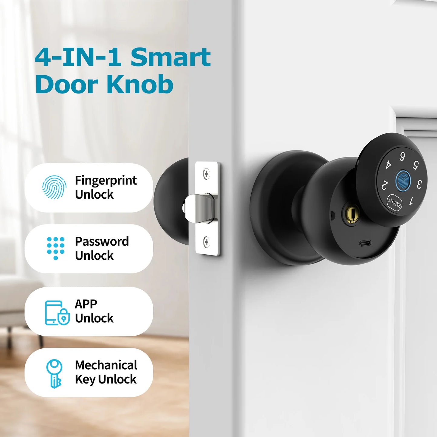 Viladepot Ball Shaped Smart Lock With Fingerprint App Control