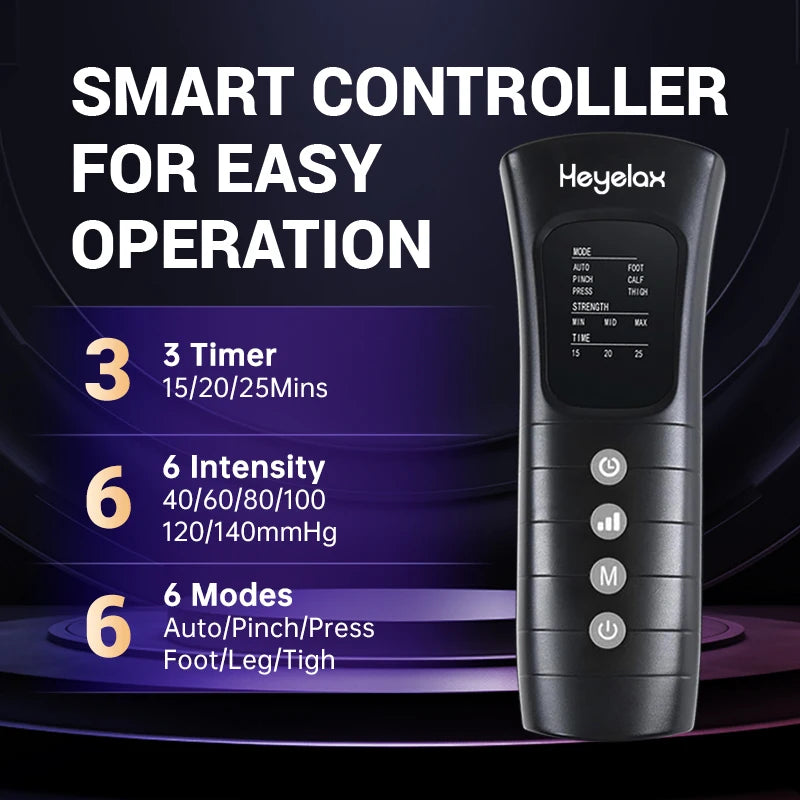 Heyelax Leg Compression Massager With 6 Modes And Intensities