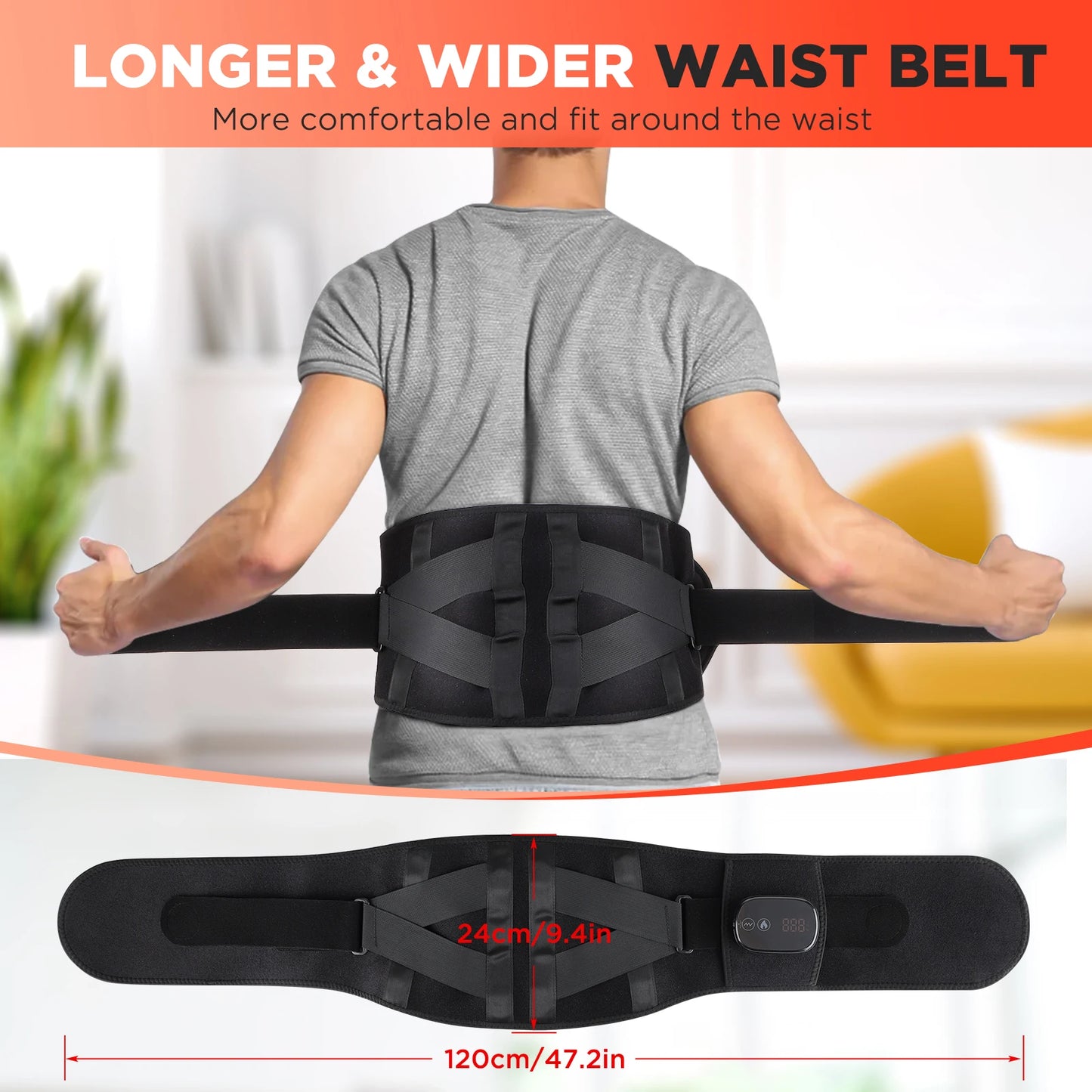 Hailicare 5 Speed Heated Waist Belt With Lumbar Support Massage