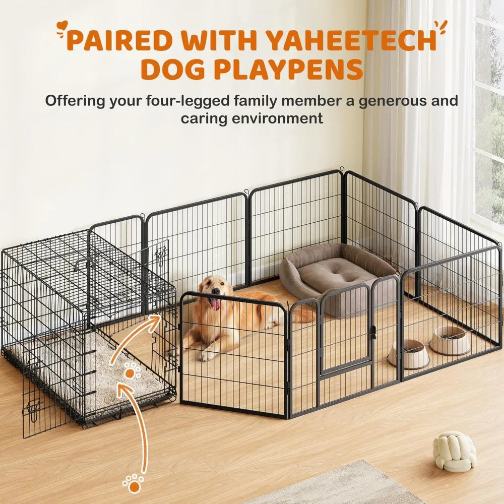 Collapsible Double Door Dog Crate With Divider And Removable Tray