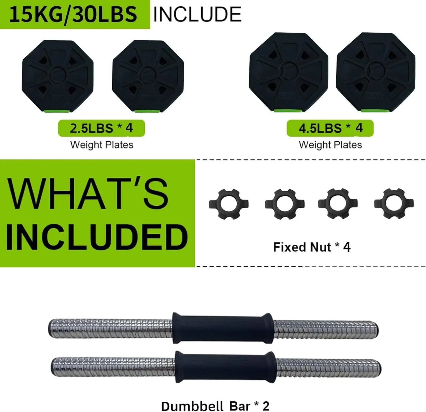 HiMISS 2 In 1 Adjustable Dumbbell Set With Iron Handle For Home Gym