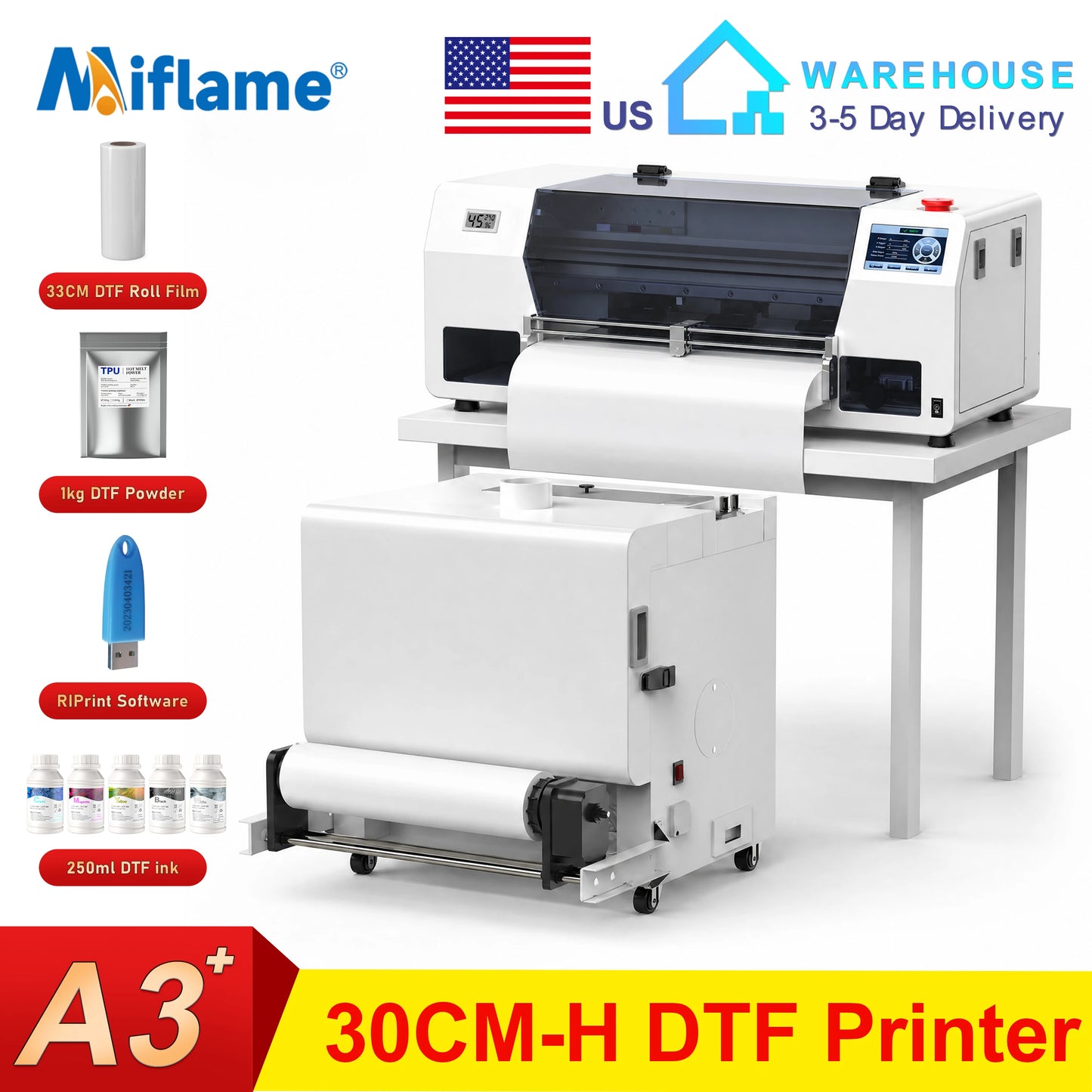 Miflame A3 Plus XP600 DTF Printer Direct To Film For Garments