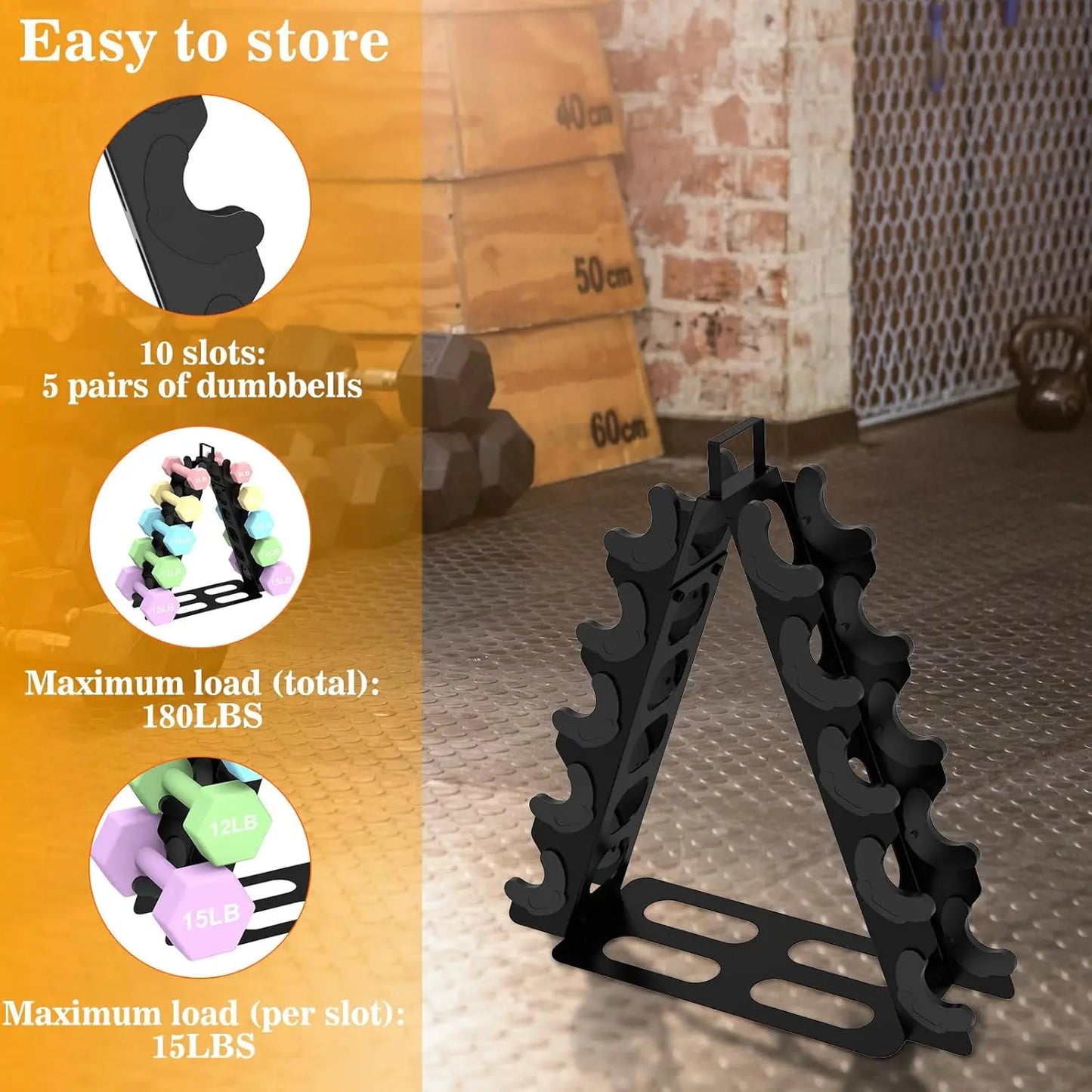 5-Tier A-Frame Dumbbell Rack For Home Gym Storage Organizer