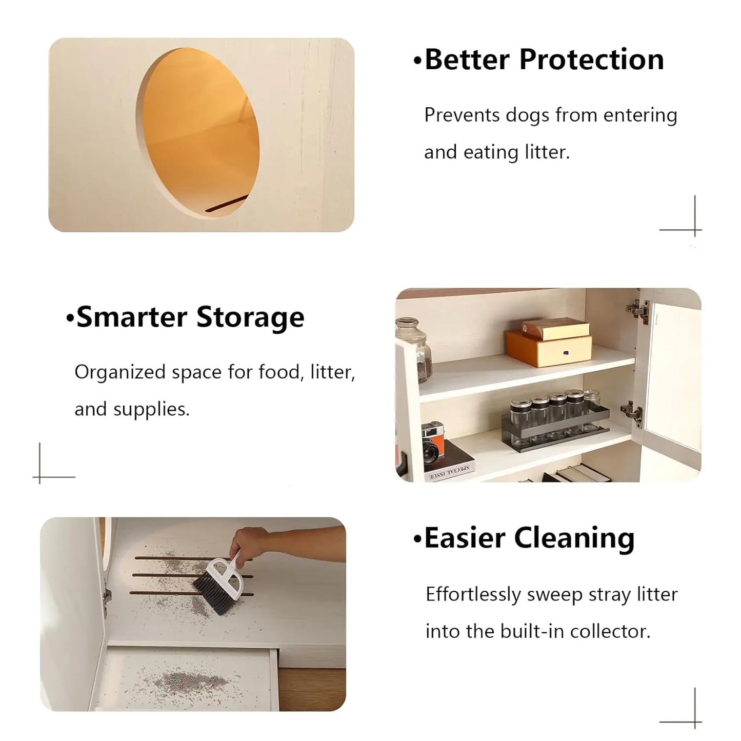 Dogproof Cat Litter Box Enclosure With LED Self Cleaning Cabinet