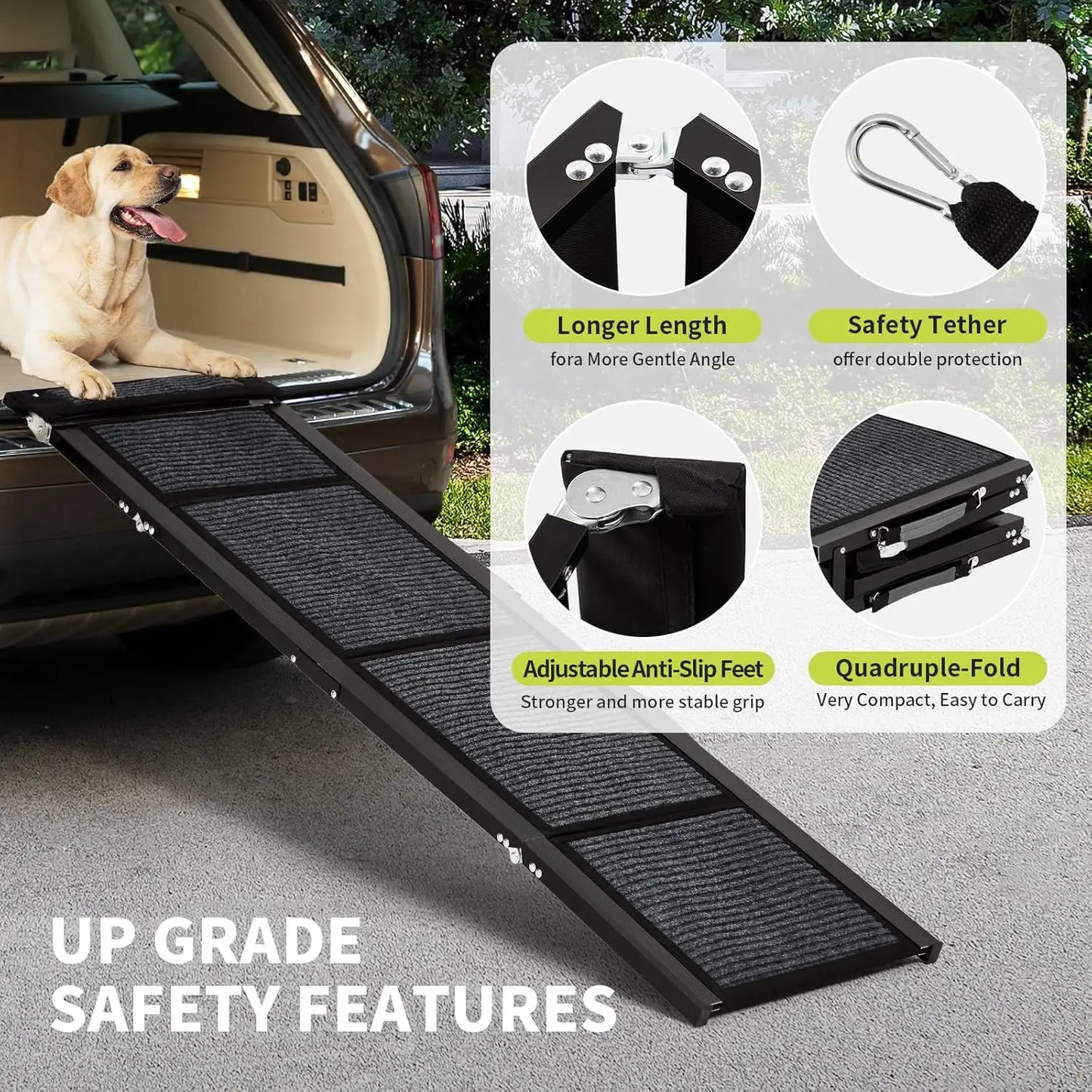 HiMISSD Upgraded Folding Dog Ramp For Cars Non Slip 250LBS