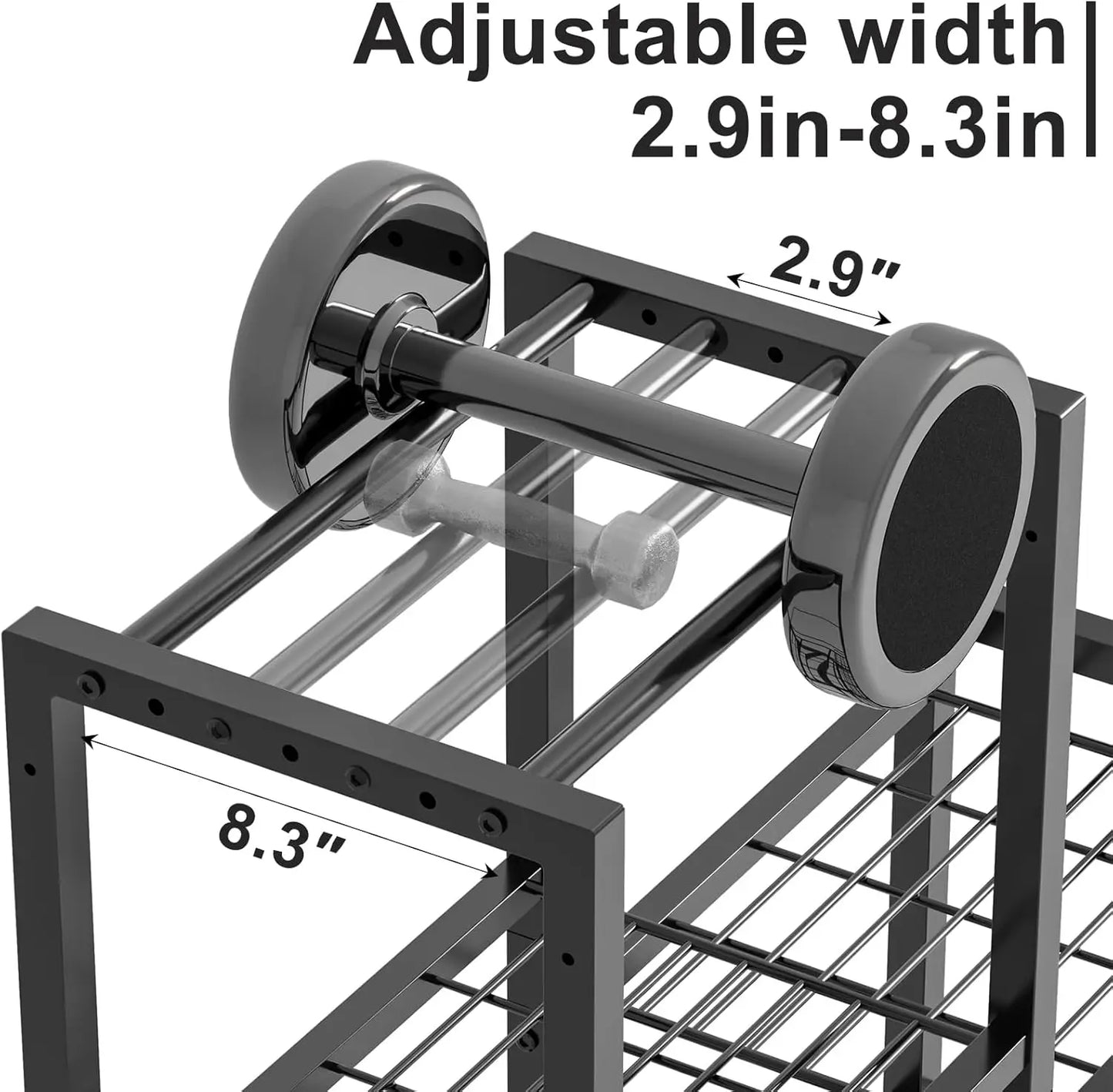 6-Tier Adjustable Gym Storage Rack With Wheels For Dumbbells And Yoga Mats