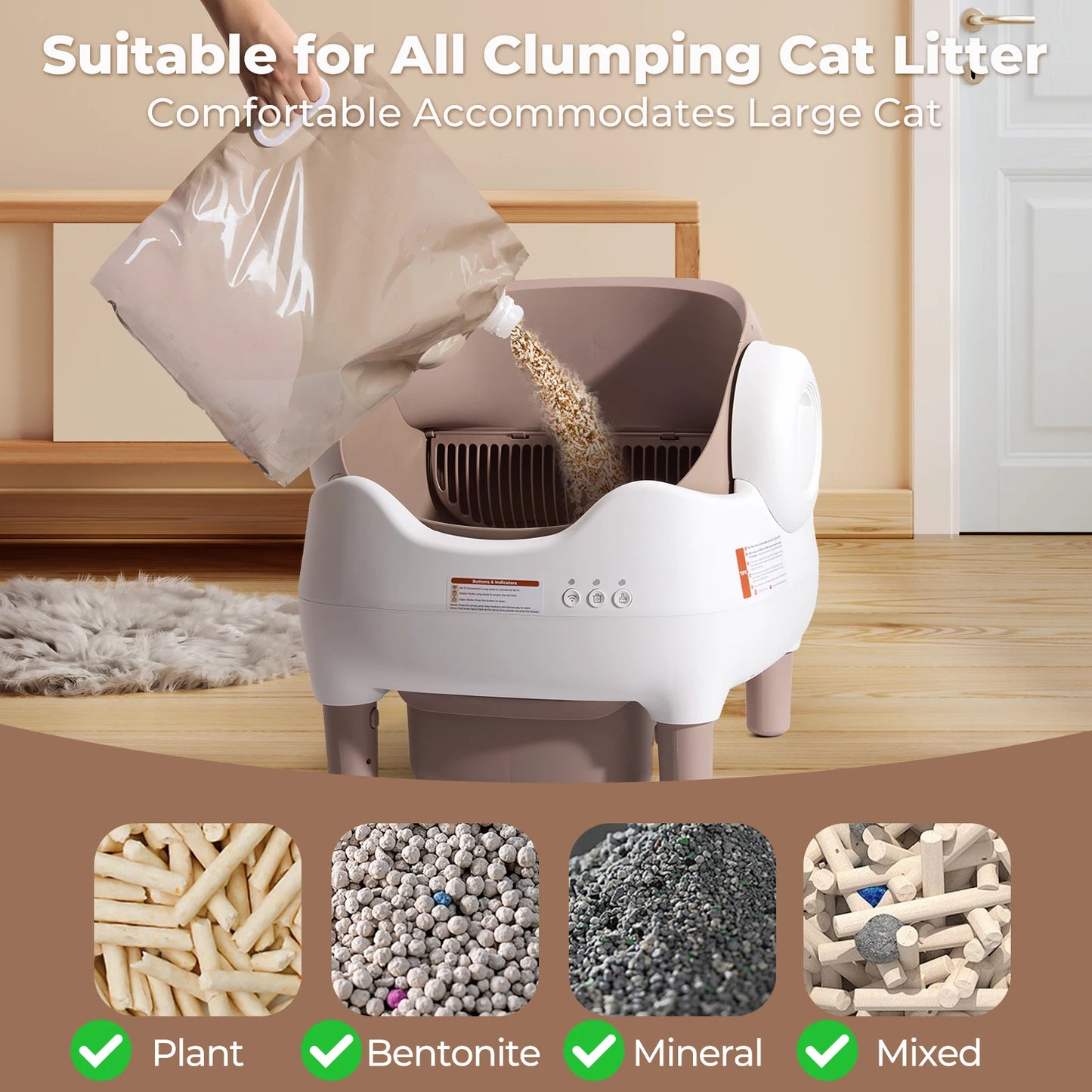 Lunapurr Automatic Self Cleaning Cat Litter Box With App Control Odor Free