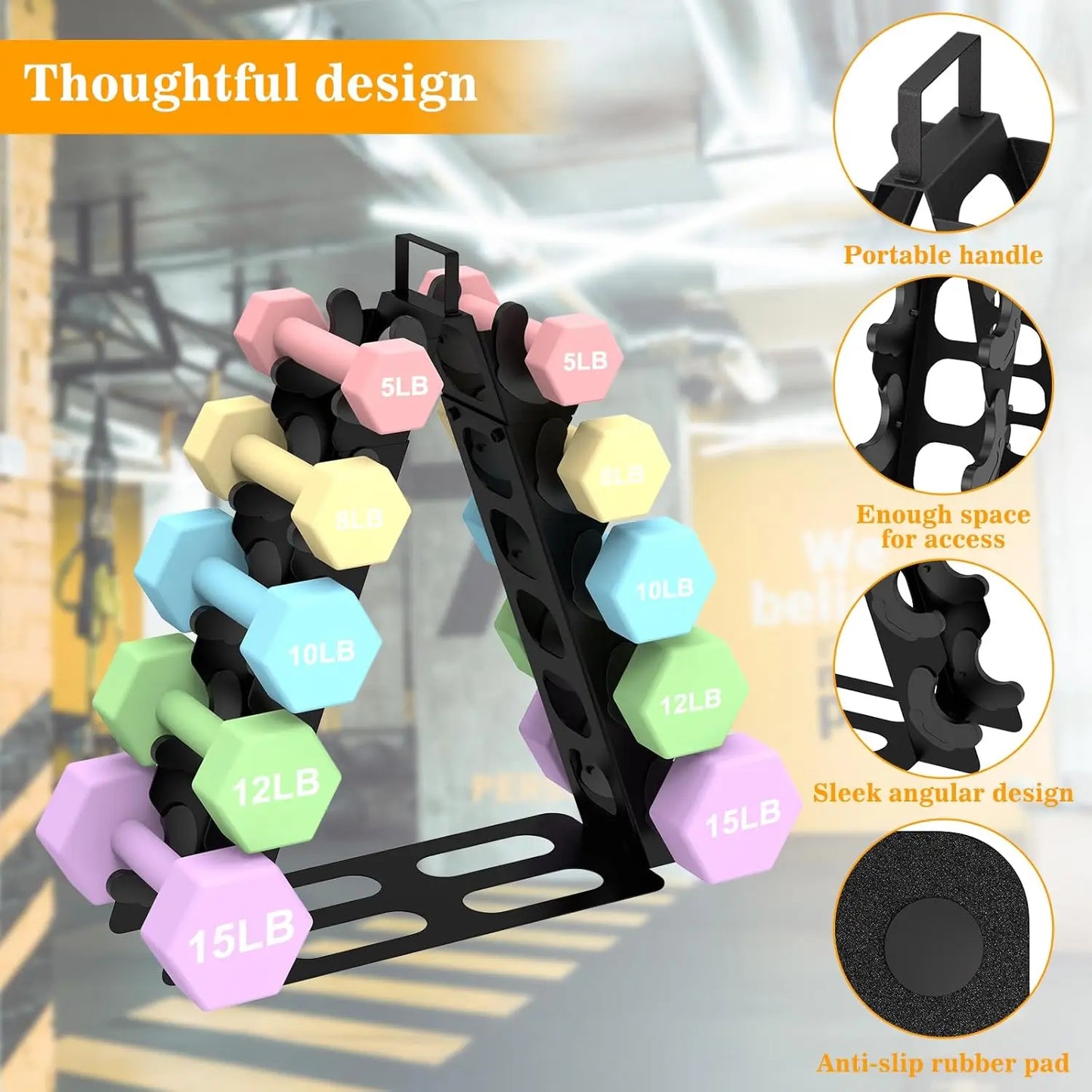 5-Tier A-Frame Dumbbell Rack For Home Gym Storage Organizer