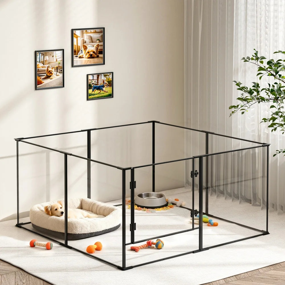 BORWART Acrylic Aluminum Dog Playpen Enclosure for Pets