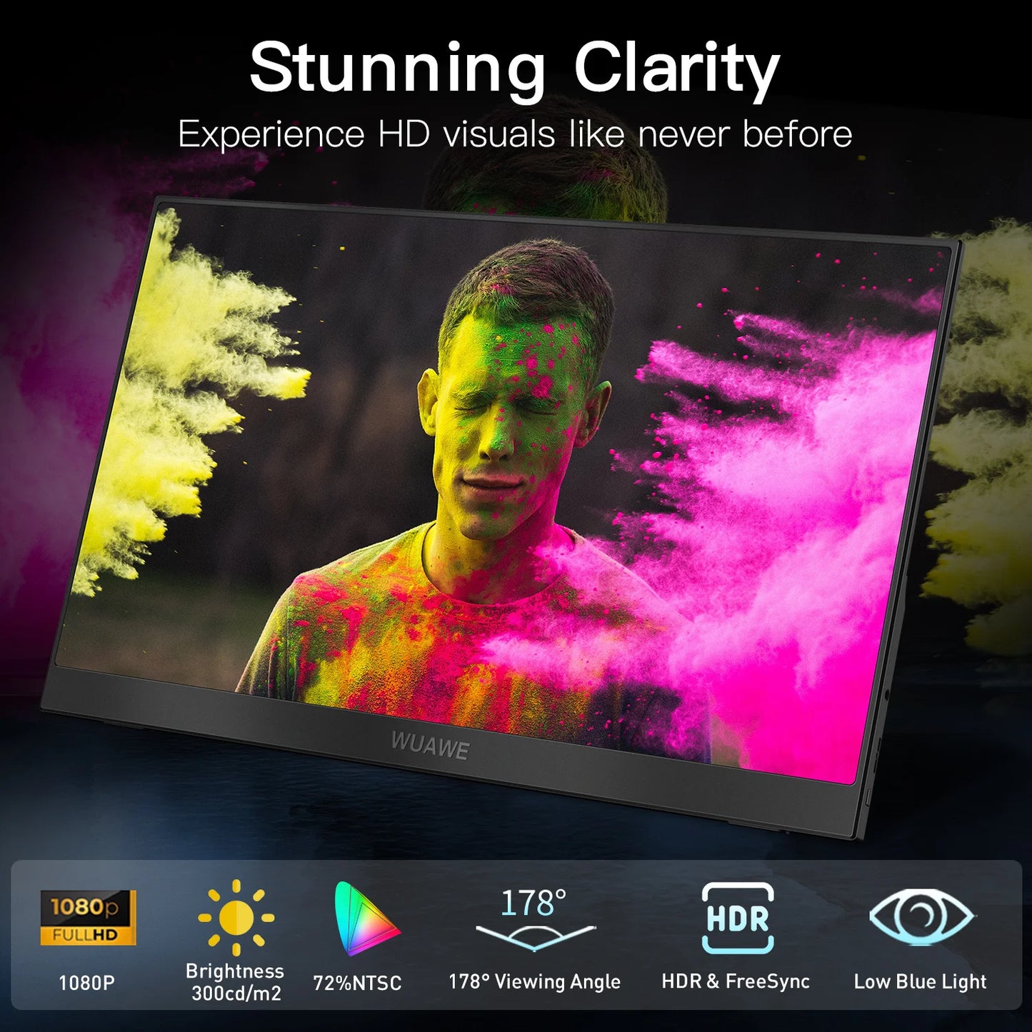 WUAWEB Portable Monitor 1080p USB C HDMI HDR External Screen