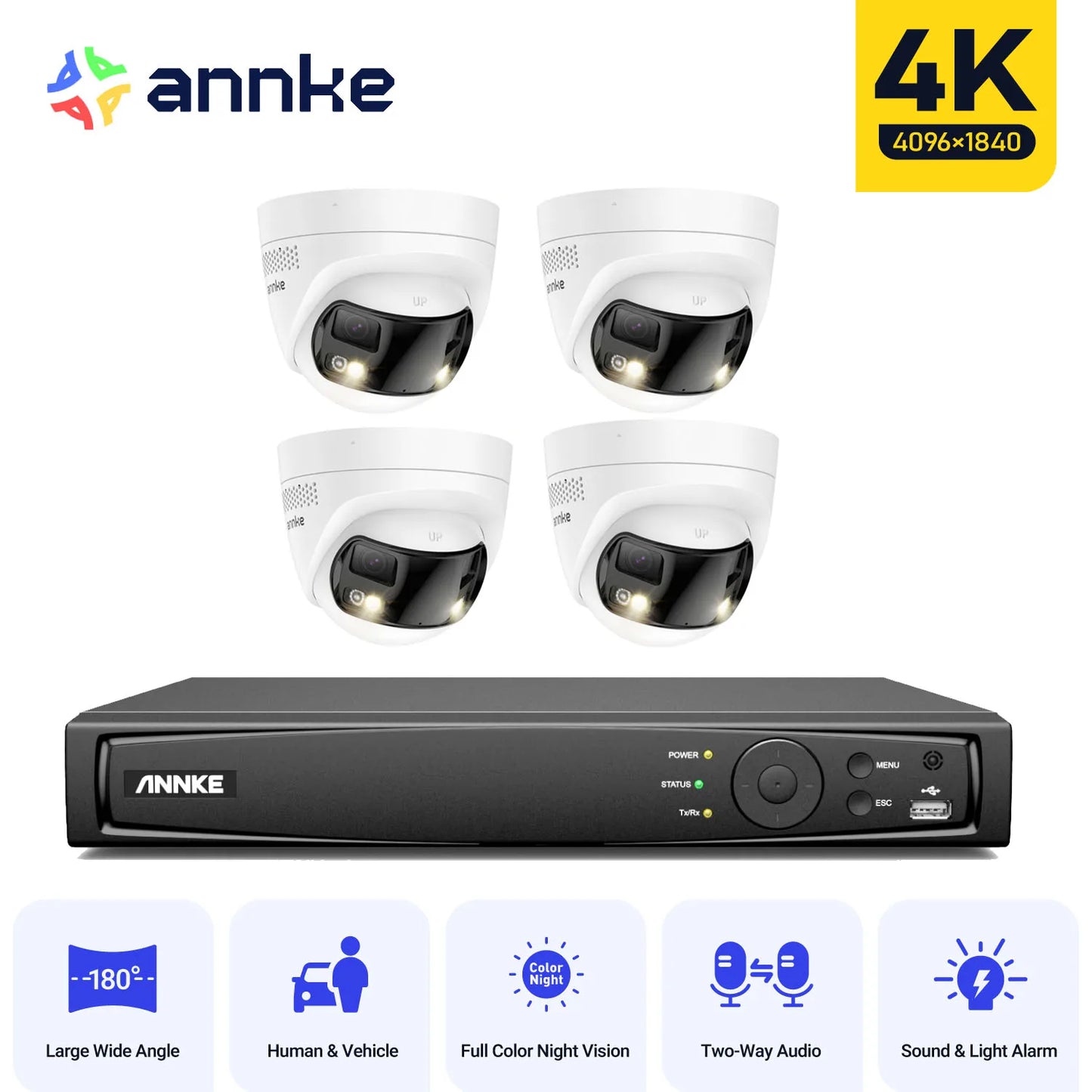 ANNKE 4K Security Camera System With 180 Panoramic Dual Lens NVR