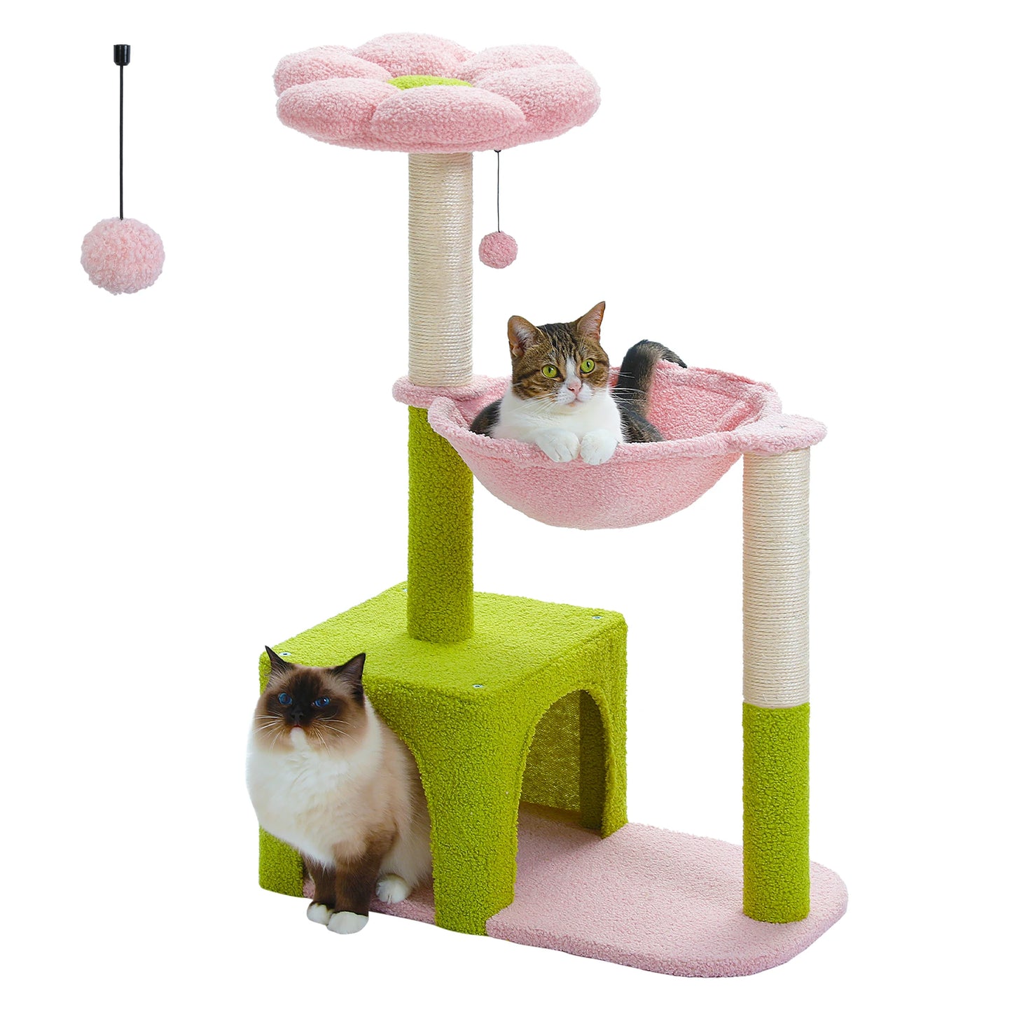 PETEPELA Flower Cat Tree With Metal Frame Hammock Scratching Posts