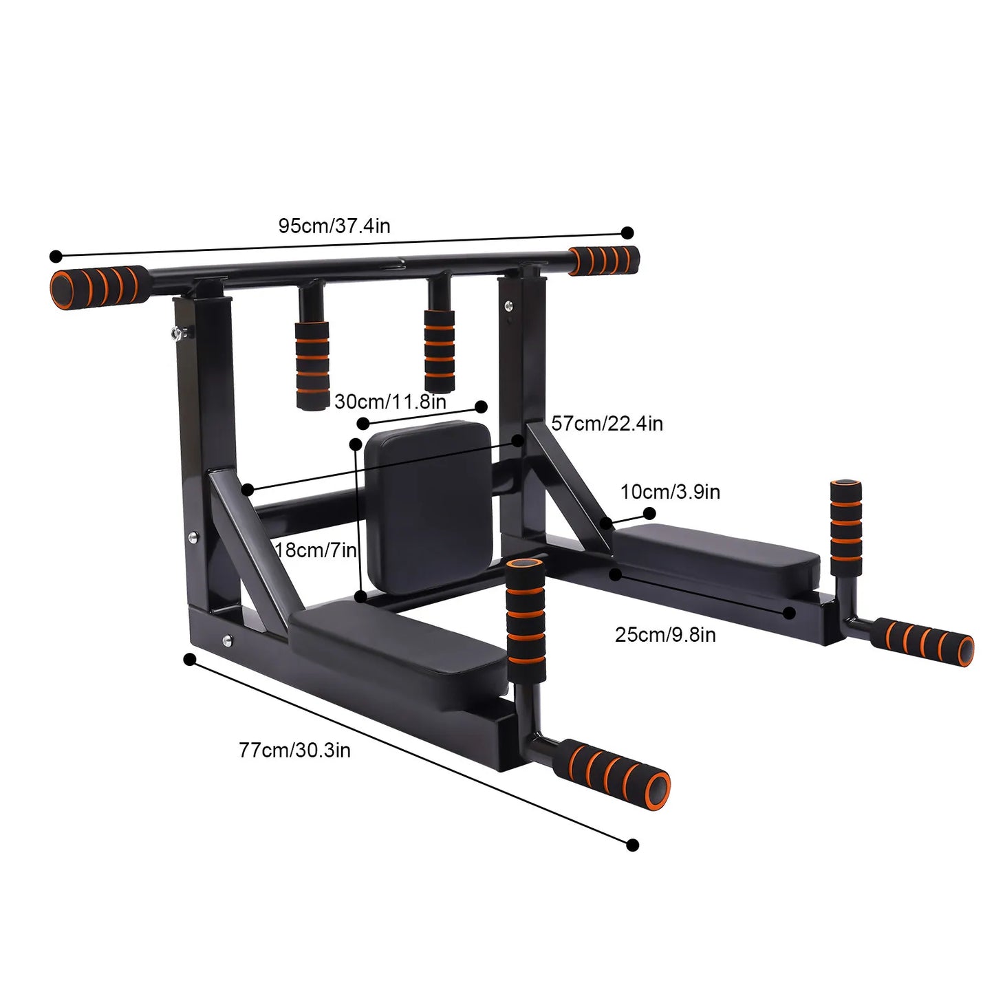 Pull Up Bar And Dip Station Wall Mount For Home Gym 200kg