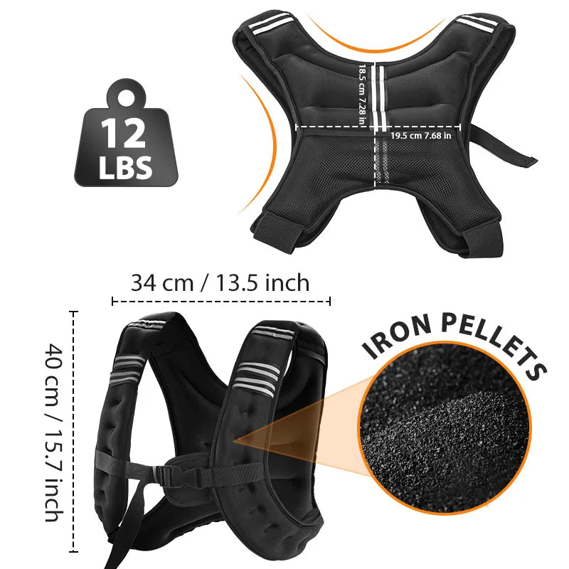 Reflective Stripe Weight Vest for Workout, Running and Fitness Training