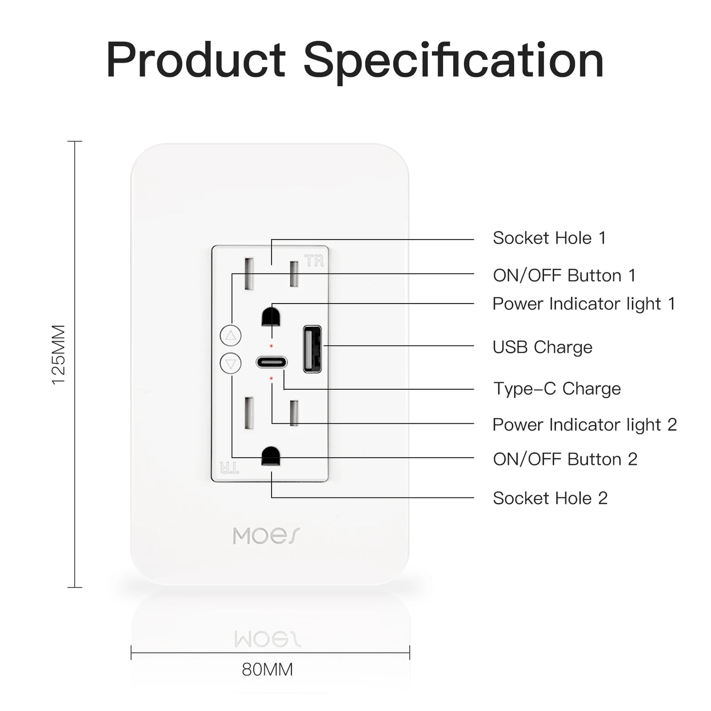 MOES WiFi Smart Power Socket With Type C USB Outlet