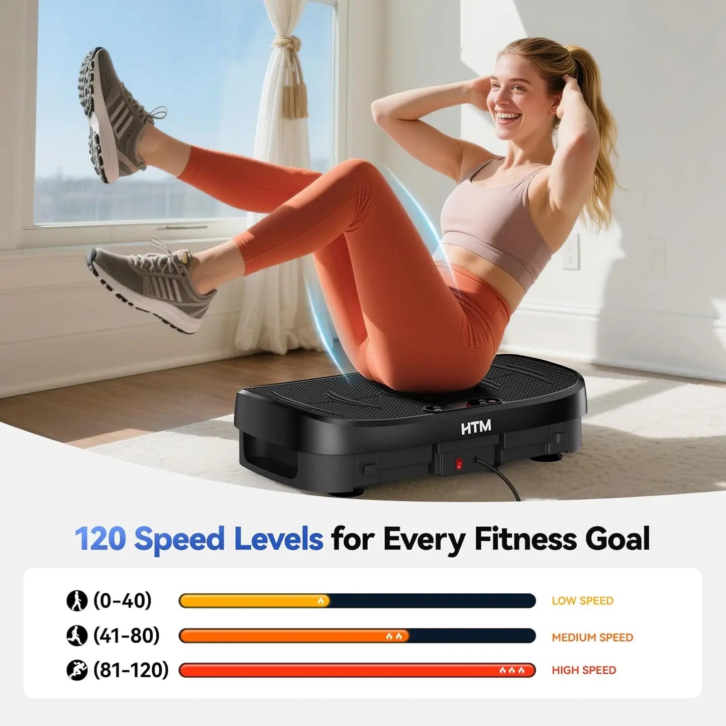 HTM Vibration Plate Fitness Platform 120 Levels Non Slip