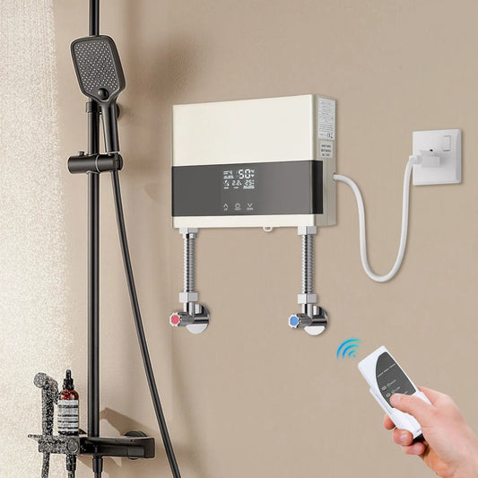 Smart Electric Water Heater, 1300-4000W Adjustable Power, Instant Hot Water, Touch Screen Temp Control, Remote Control