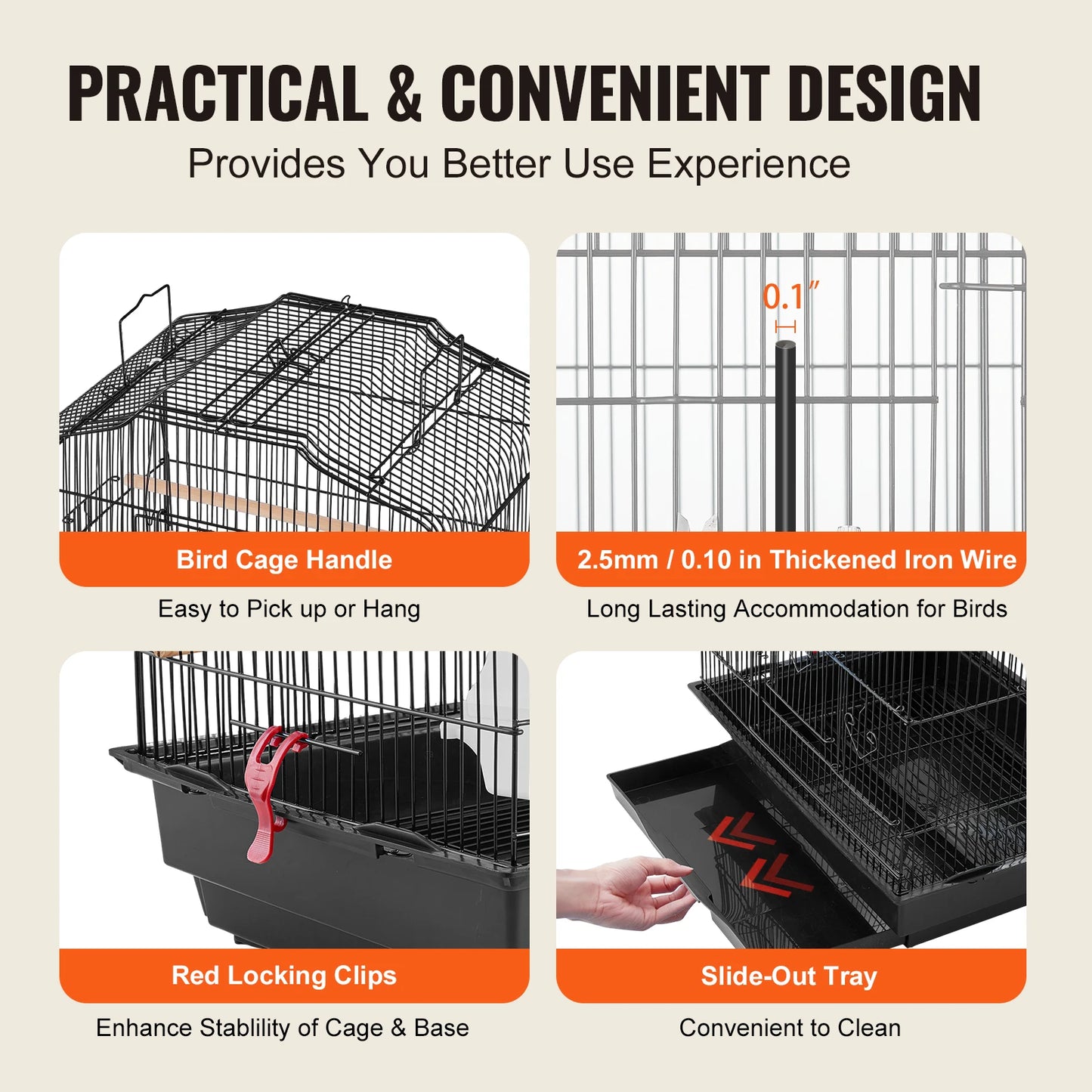 Open Top Parrot Cage Hanging Bird Cage For Travel Pet