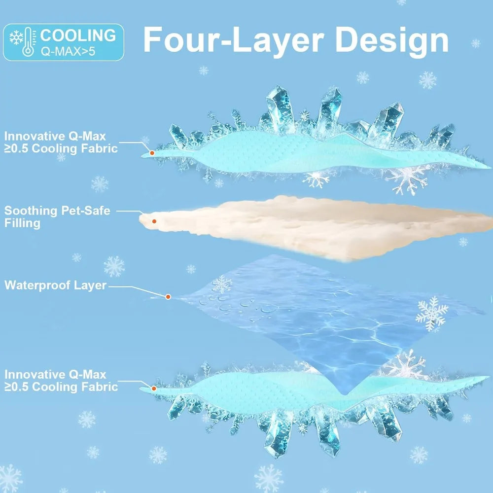 Dog Cooling Mat Waterproof Reversible Ice Silk For Sofa Bed Crate Car