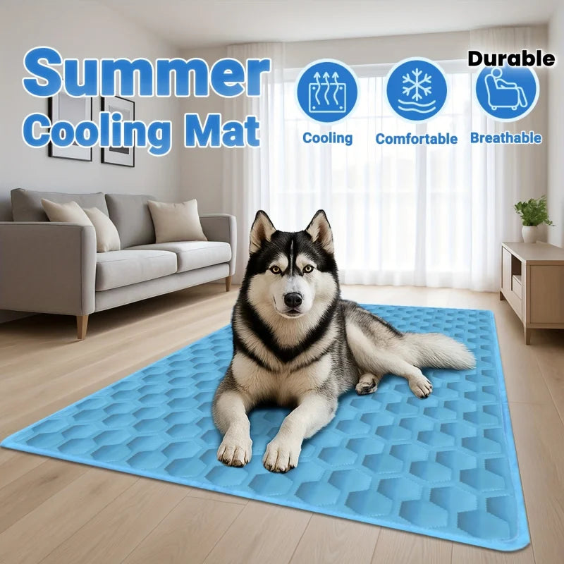 Dog Cooling Mat Portable Ice Silk Bed For Pets Indoors
