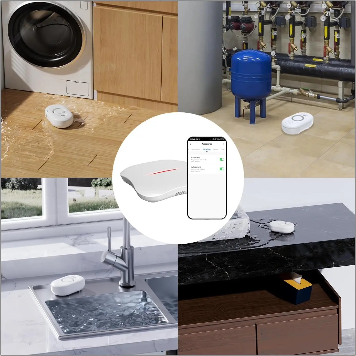 Smart WiFi Water Leak Detector With App Alerts