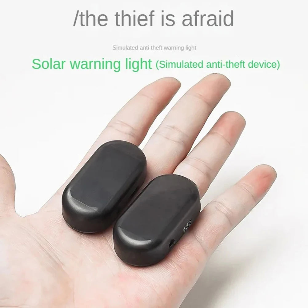 Solar Powered Car Fake Security Light Blue/Red Light Simulated Dummy Alarm Wireless Strobe Signal Alarm Anti-Theft Caution Lamp